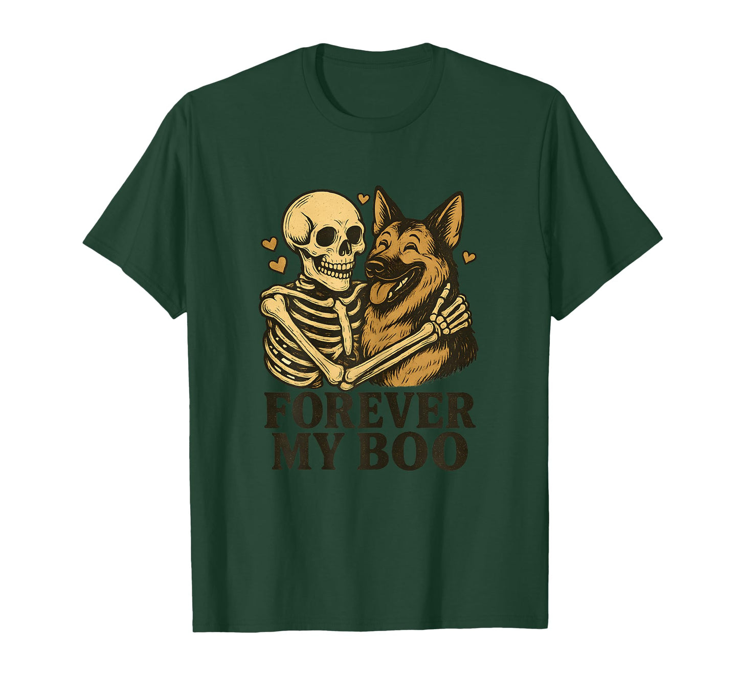 Womens Forever My Boo Skeleton German Shepherd Halloween Couple T-Shirt