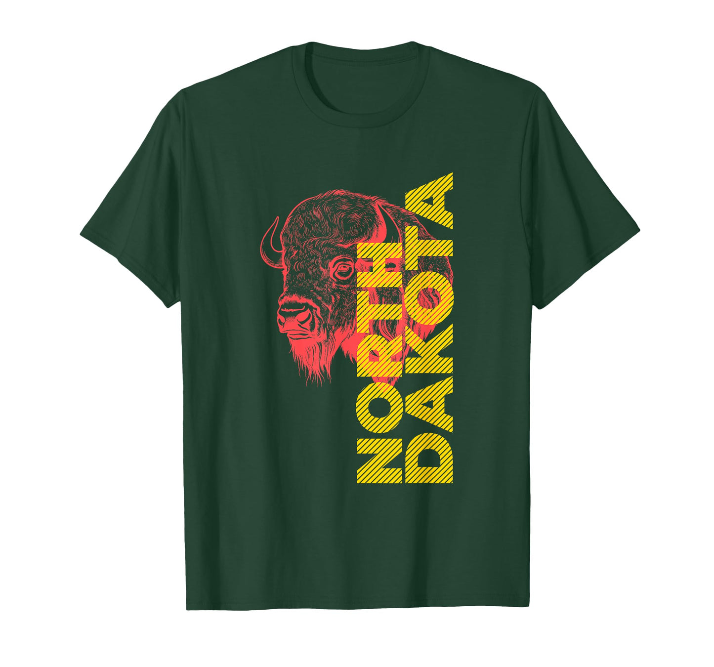 Vintage Bison Head Graphic With North Dakota Lettering T-Shirt