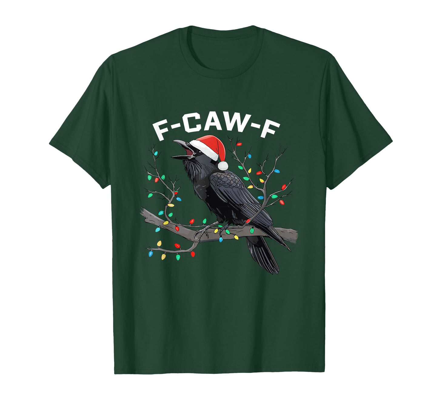F-CAW-F Crow Raven Christmas Lights Dark Bird Crow Xmas T-Shirt