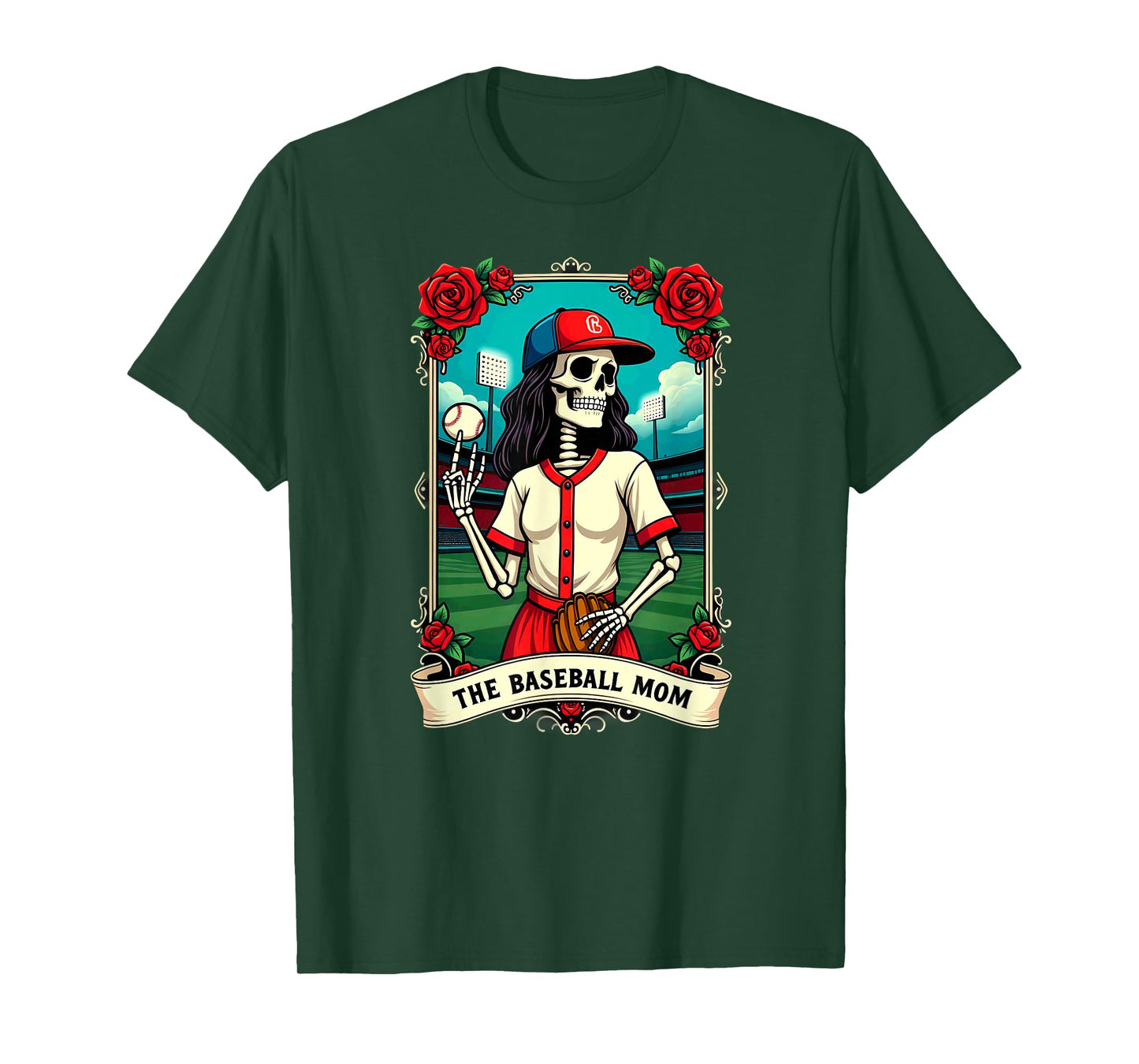Gothic Tarot Card Baseball Mom Skeleton T-Shirt