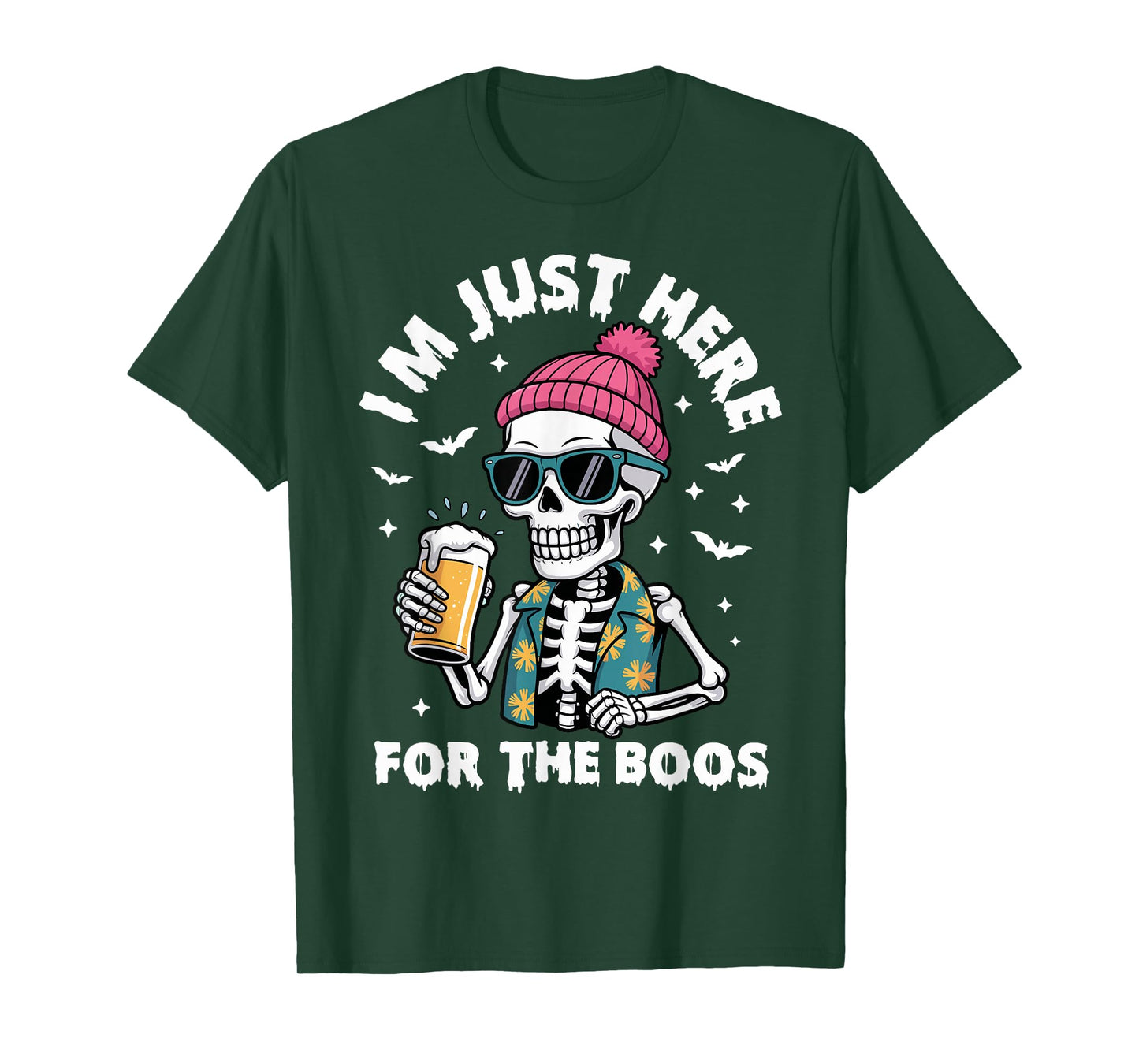 Funny Halloween I'm Just Here for The Boos Skeleton Costume T-Shirt
