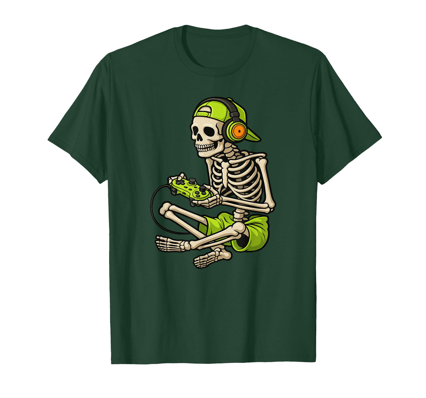 Halloween Skeleton Gamer Video Gaming Boys Men Kids T-Shirt