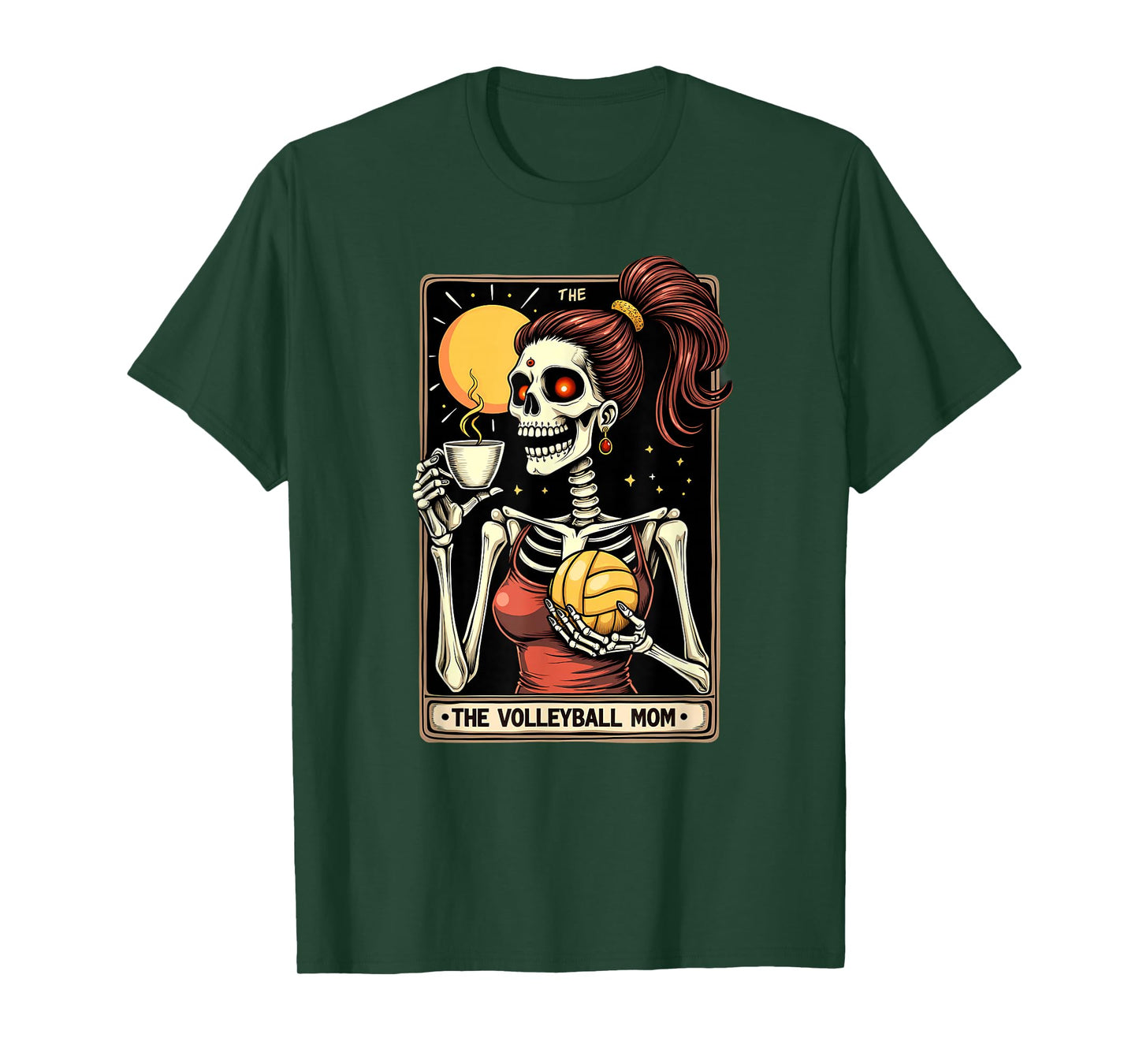 Gothic Tarot Card Skeleton Volleyball Mom Coffee T-Shirt