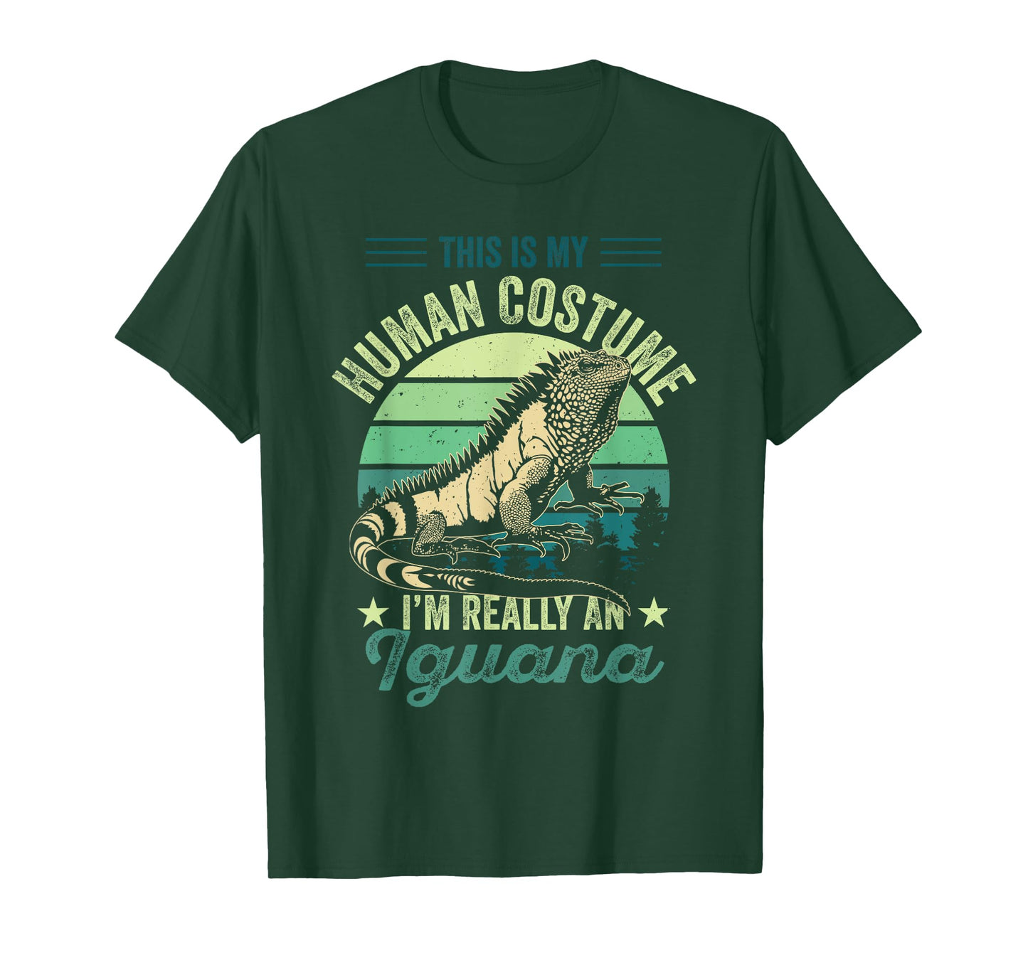 Retro My Human Costume I'm Really An Iguana Reptile Vintage T-Shirt