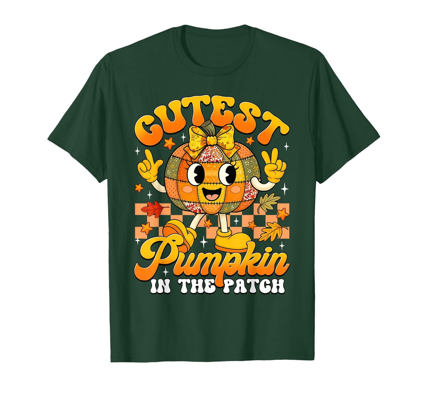 Autumn Patchwork Cutest Pumpkin in The Patch Halloween Girls T-Shirt