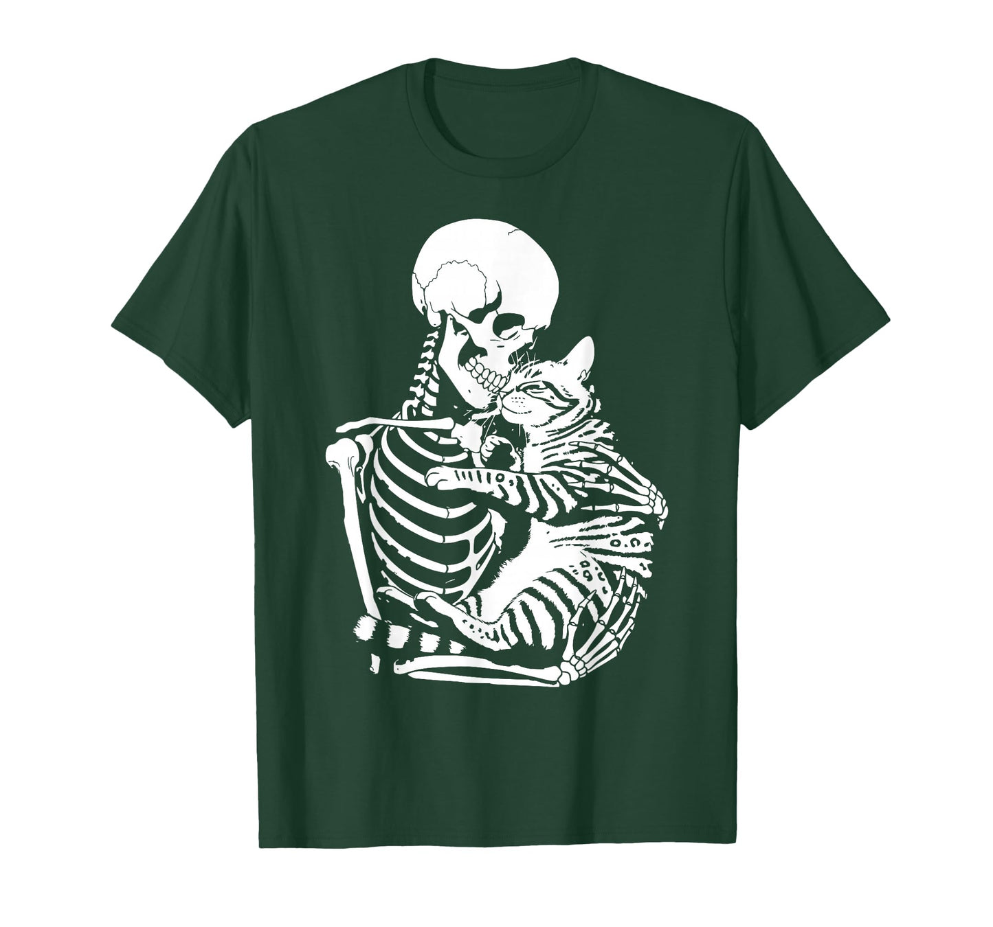 Skeleton Holding Cat Halloween Cat Lover Cat Mom Dad T-Shirt