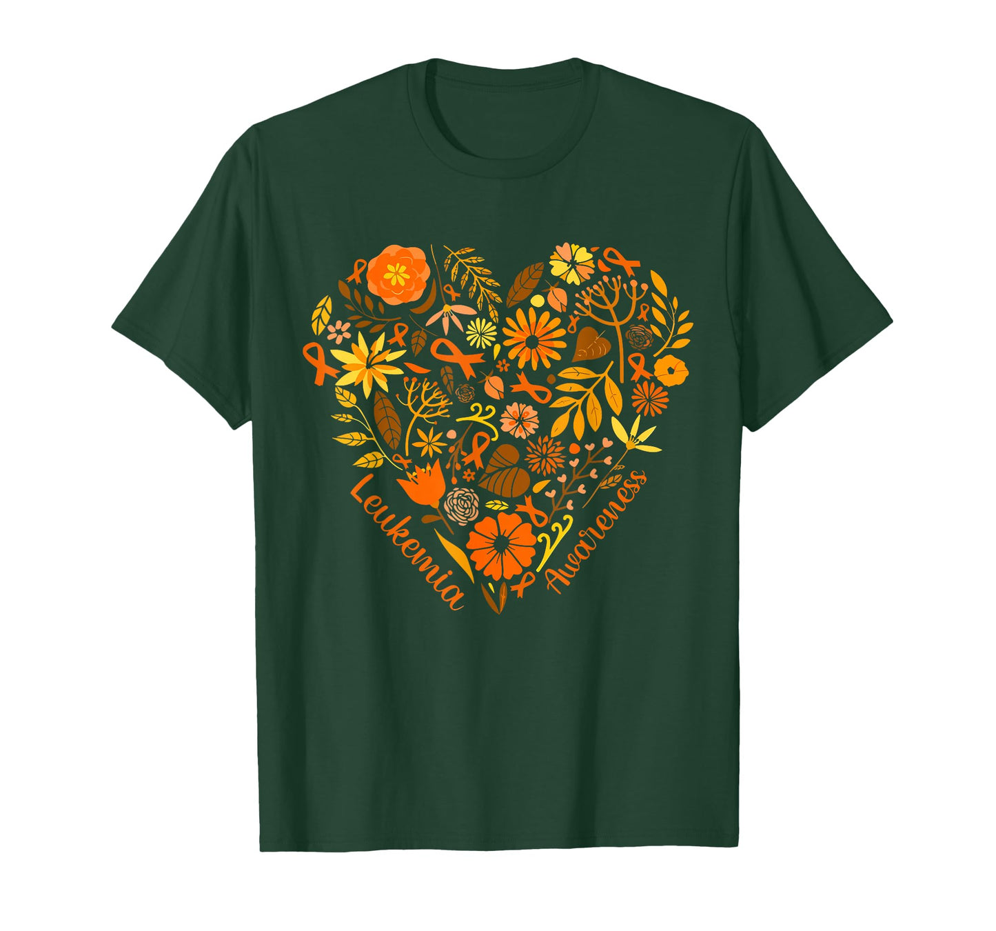 Wildflower Orange Ribbon Leukemia Awareness Childhood Cancer T-Shirt