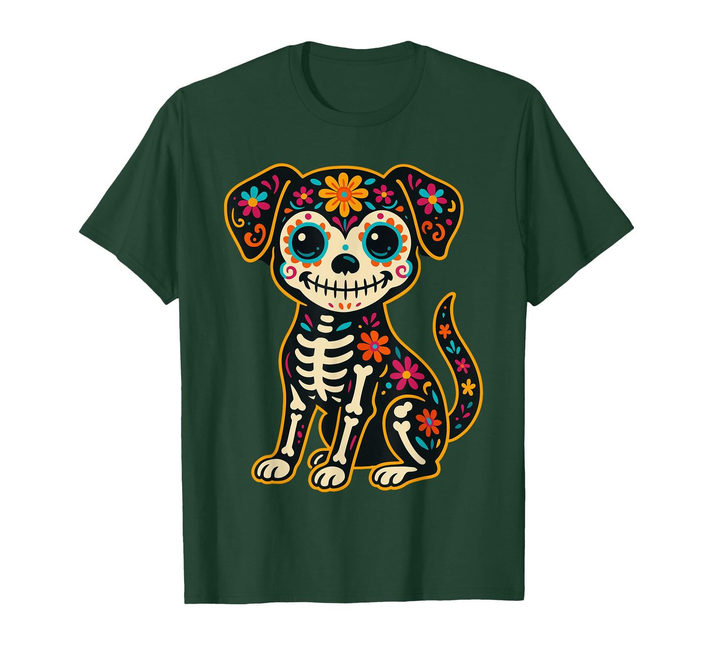 Dia De Los Muertos Dog Shirt Day of The Dog Dead Sugar Skull T-Shirt
