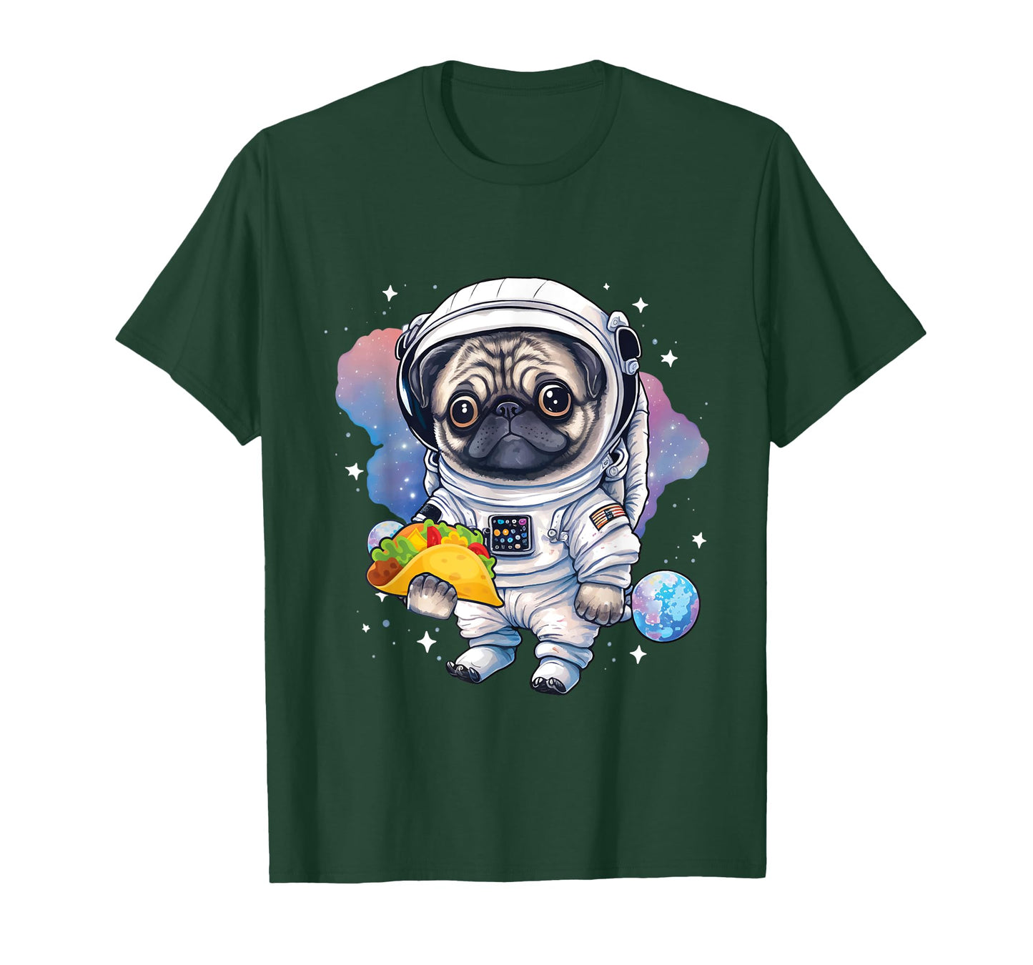 Astronaut Pug - Taco Lover Dog Owner Puppy Pet Trainer T-Shirt for Men Women Girls Kids