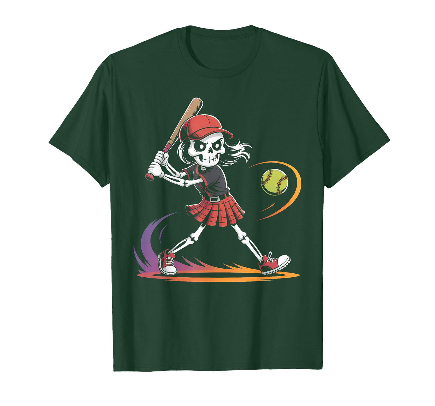 Spooky Softball Skeletons Halloween Costume Spooky Women T-Shirt