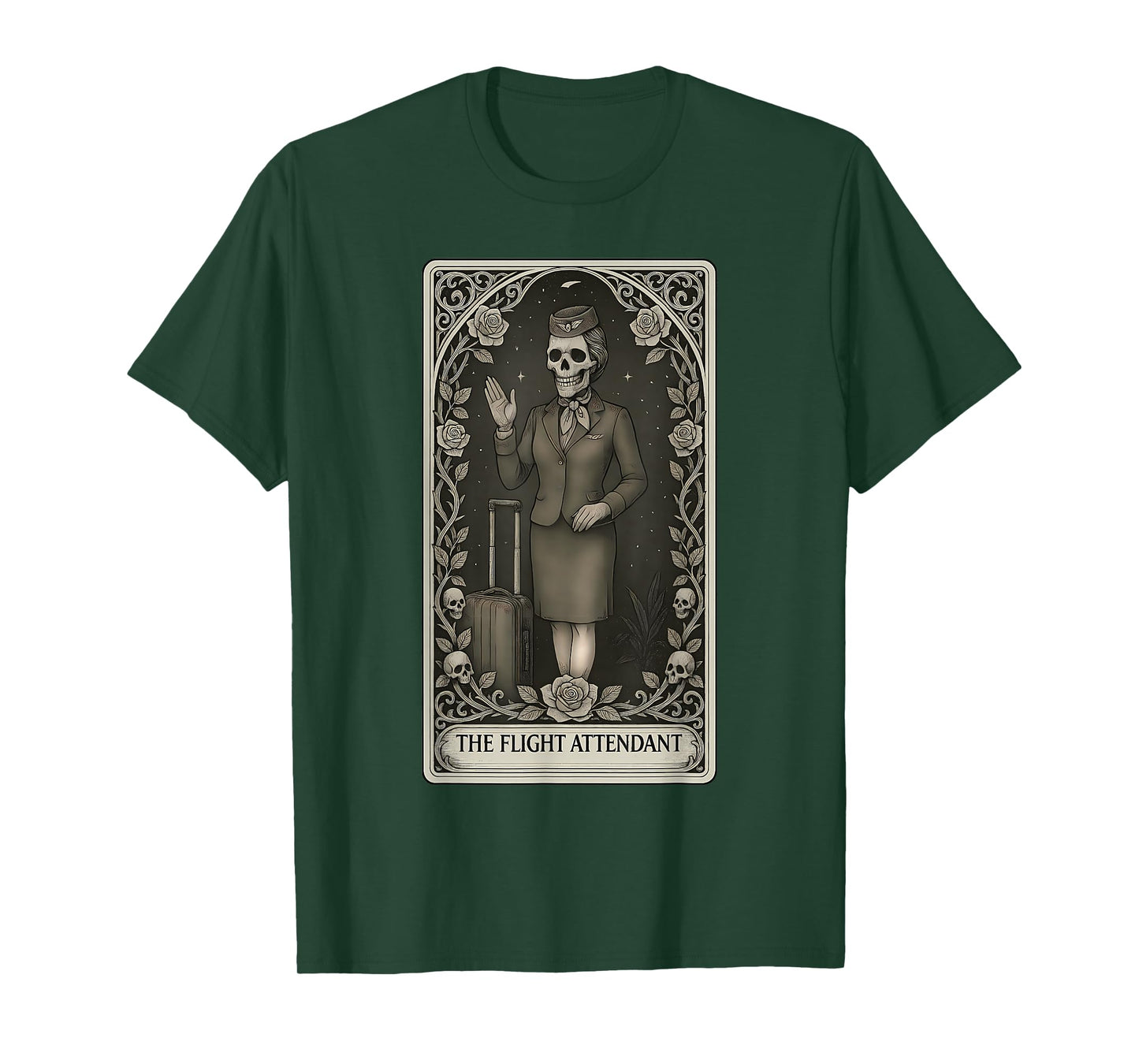 The Flight Attendant Skeleton Tarot Card T-Shirt