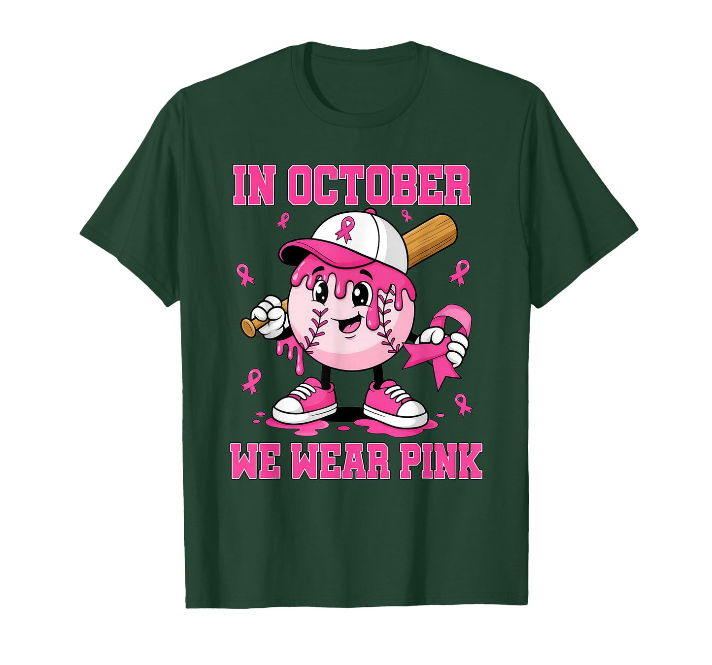 in October we wear Pink Baseball Drip Boy Breast Cancer T-Shirt