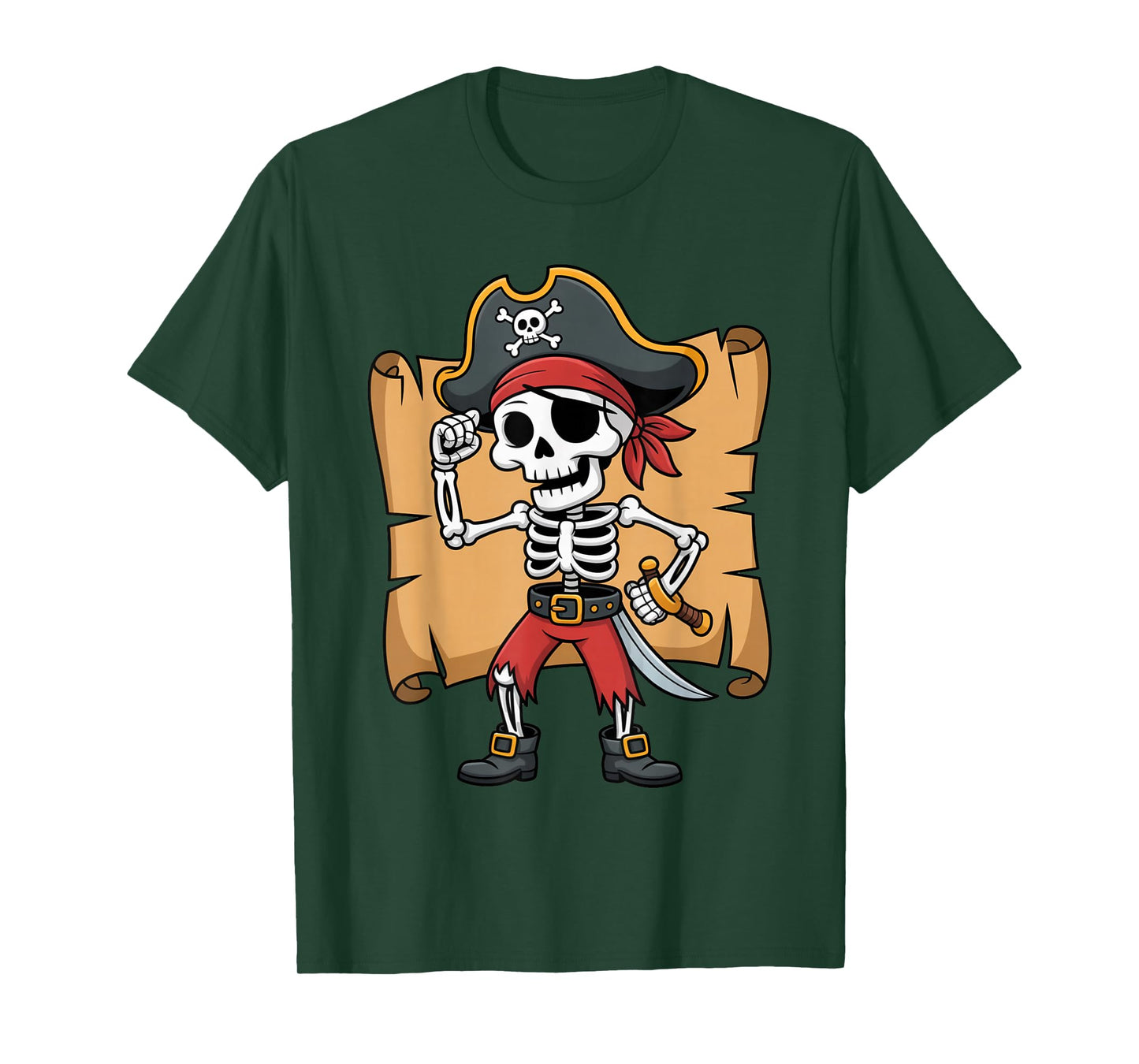 Funny Pirate Skeleton Halloween Costume Skull Jolly T-Shirt