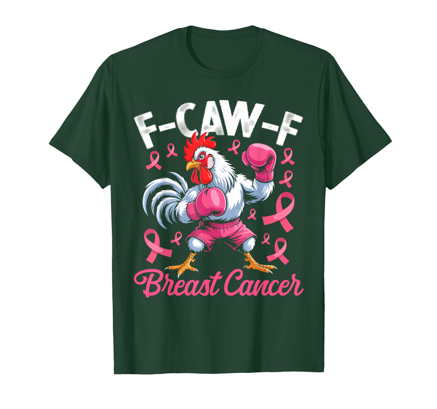F-Caw-F Rooster Meme Chicken Humor Breast Cancer Awareness T-Shirt