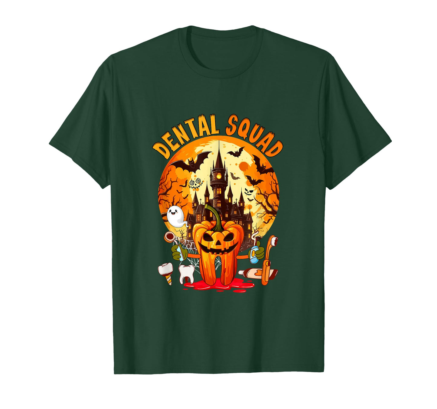 Dental Squad Halloween Dentist Tooth Horror Carved Pumpkin T-Shirt