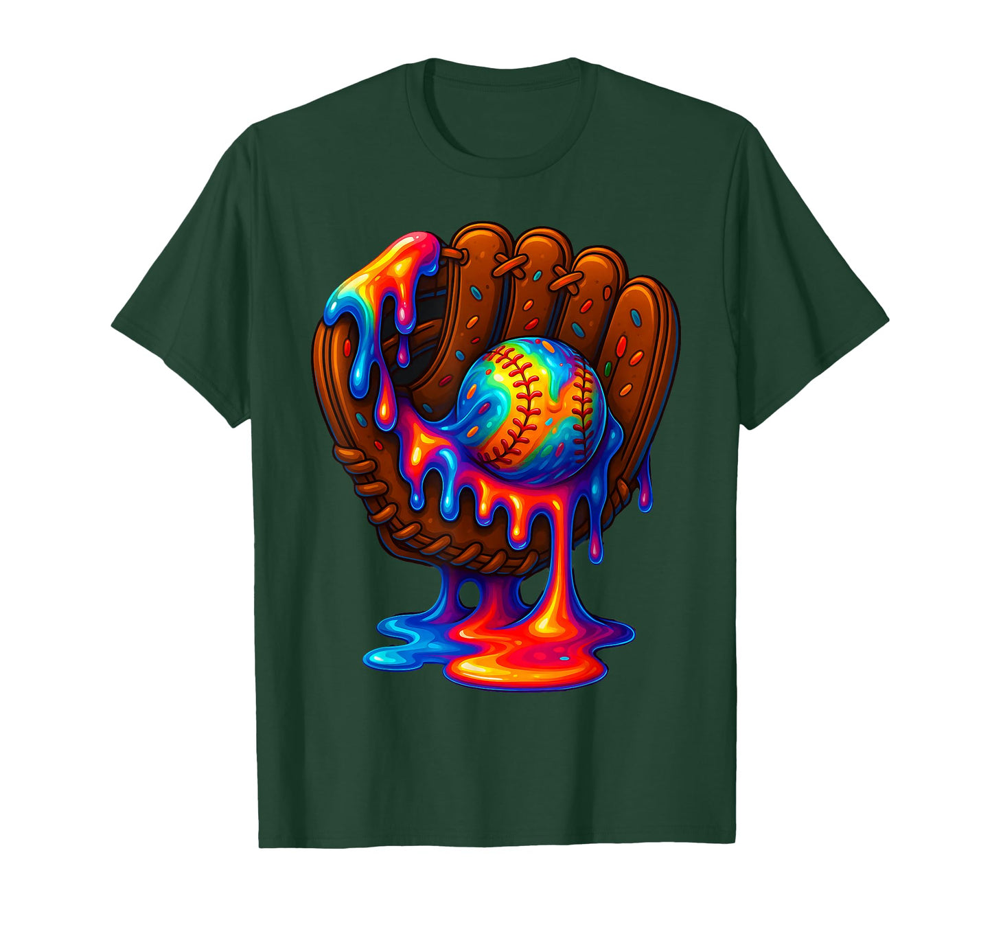 Baseball Drip for Boys Ice Cream Drip Baseball Glove T-Shirt