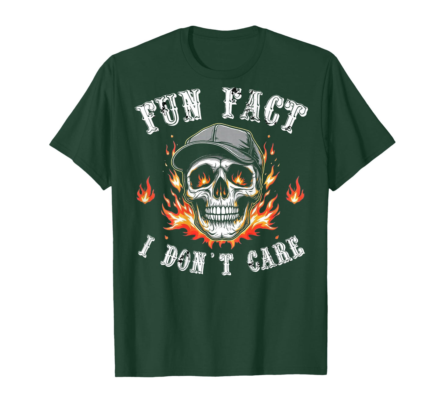 Fun Fact I Don't Care Funny Skeleton Sarcastic (ON Back) T-Shirt