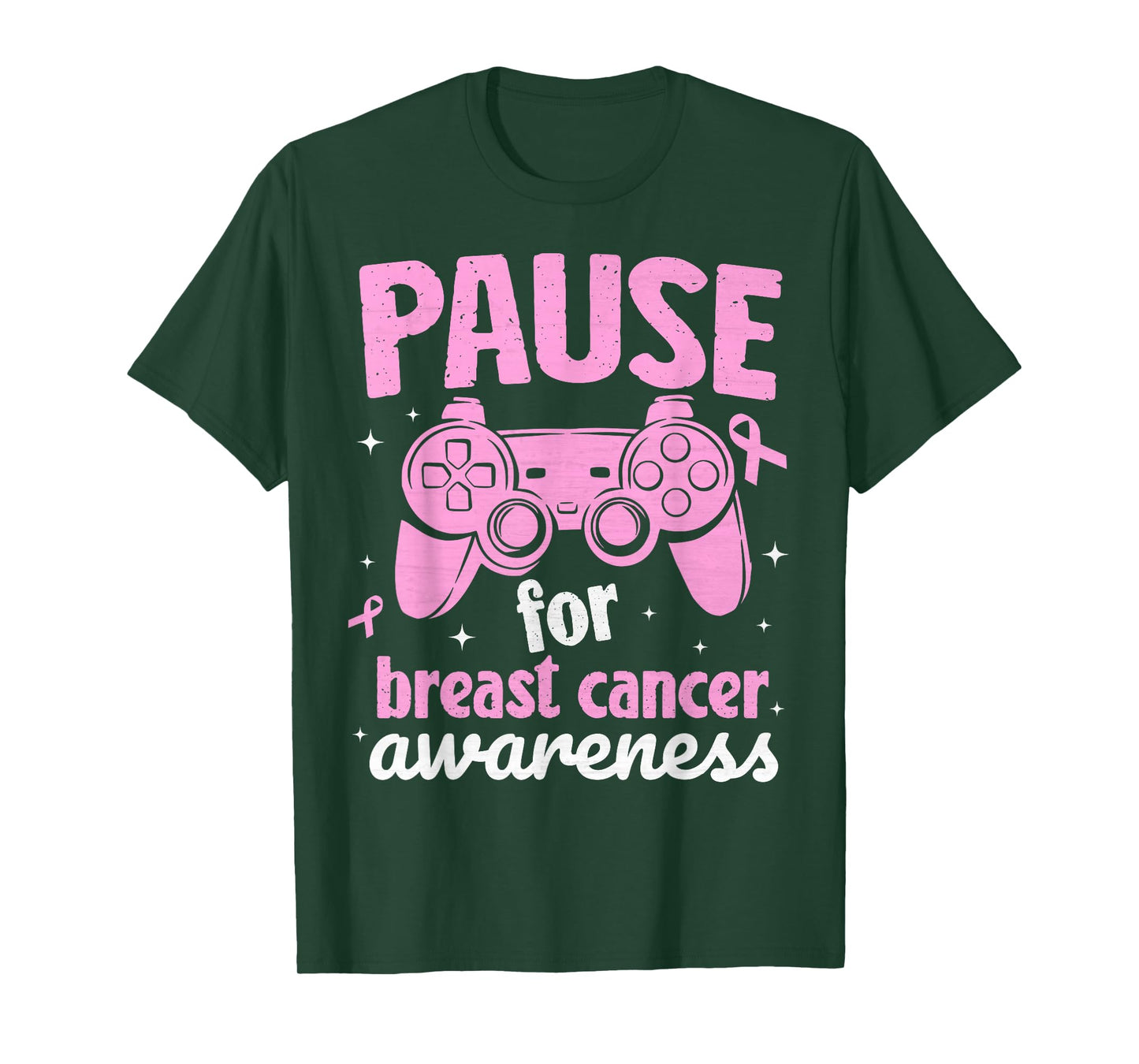 Pause For Breast Cancer Awareness Boys Gaming Kids Gamer T-Shirt
