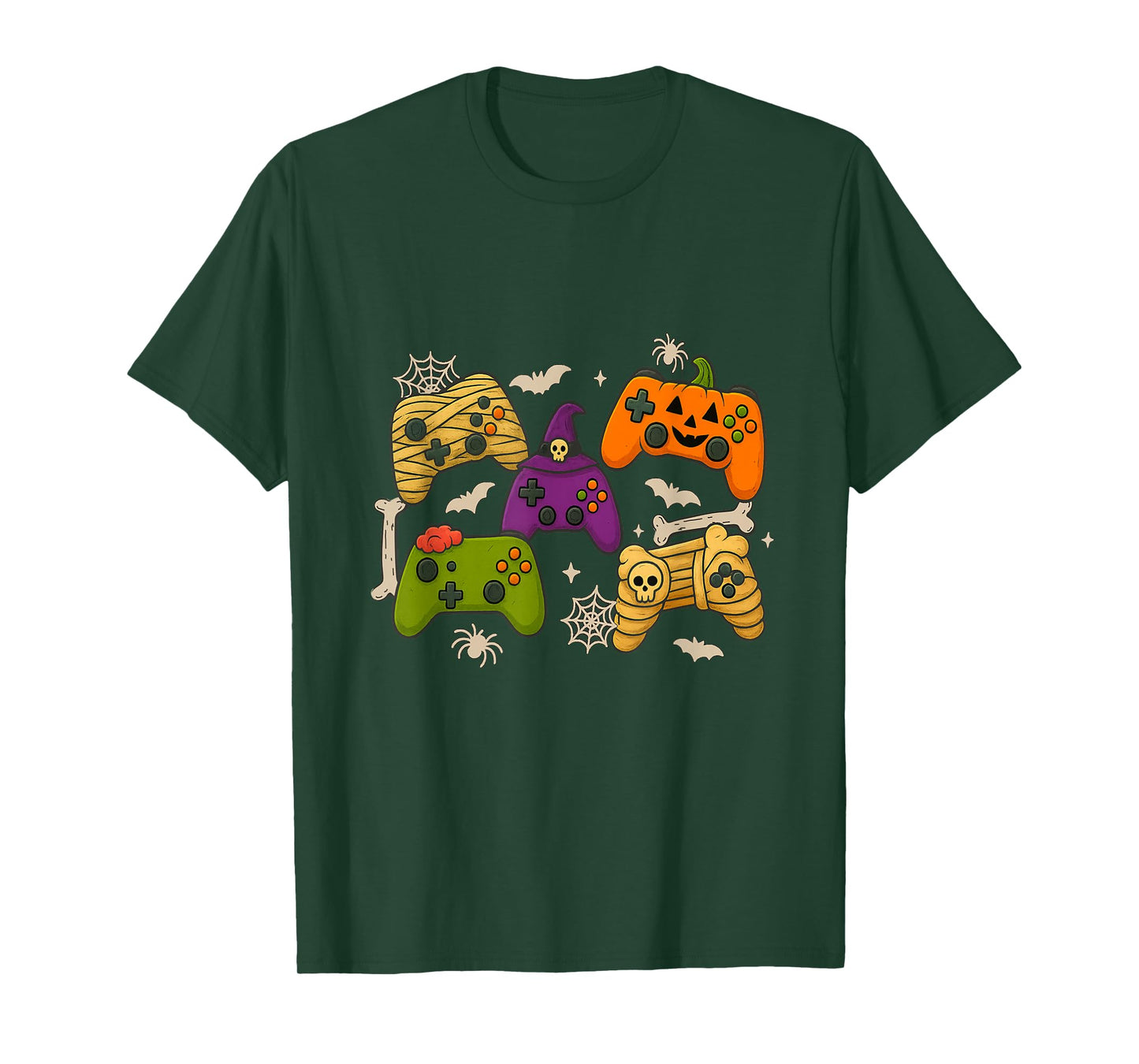 Halloween Skeleton Zombie Gamer Spooky Controllers Family T-Shirt