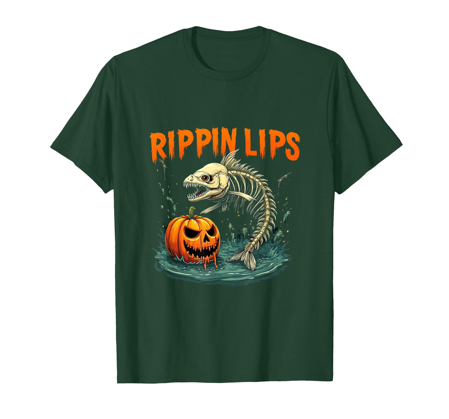 Skeleton Funny Retro Reel Scared Halloween Fishing Fisherman T-Shirt