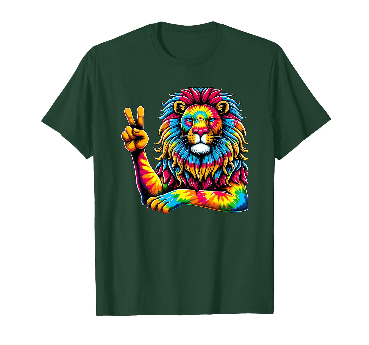 Peace Sign Tie Dye Lion T-Shirt