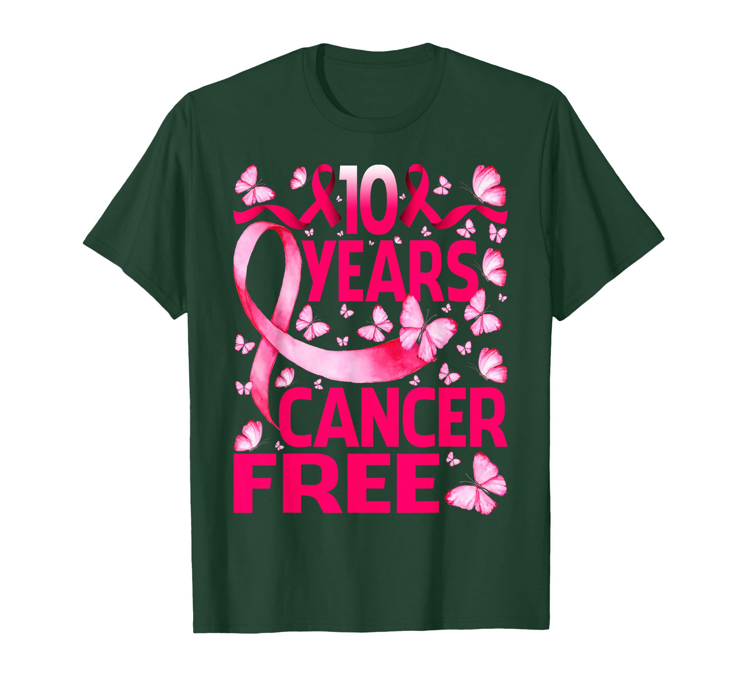 10 Years Breast Cancer Free Survivor Butterfly T-Shirt