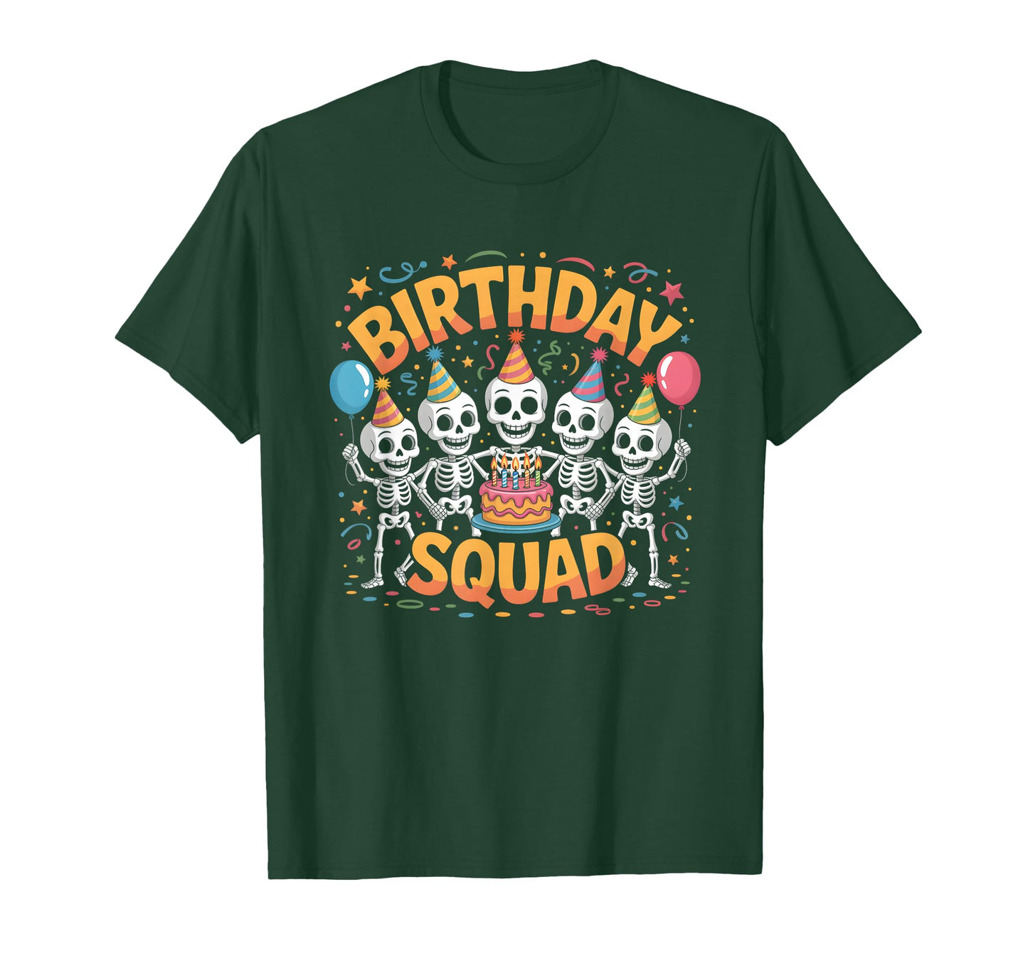 Skeleton Birthday Squad Spooky Skull Party Crew T-Shirt