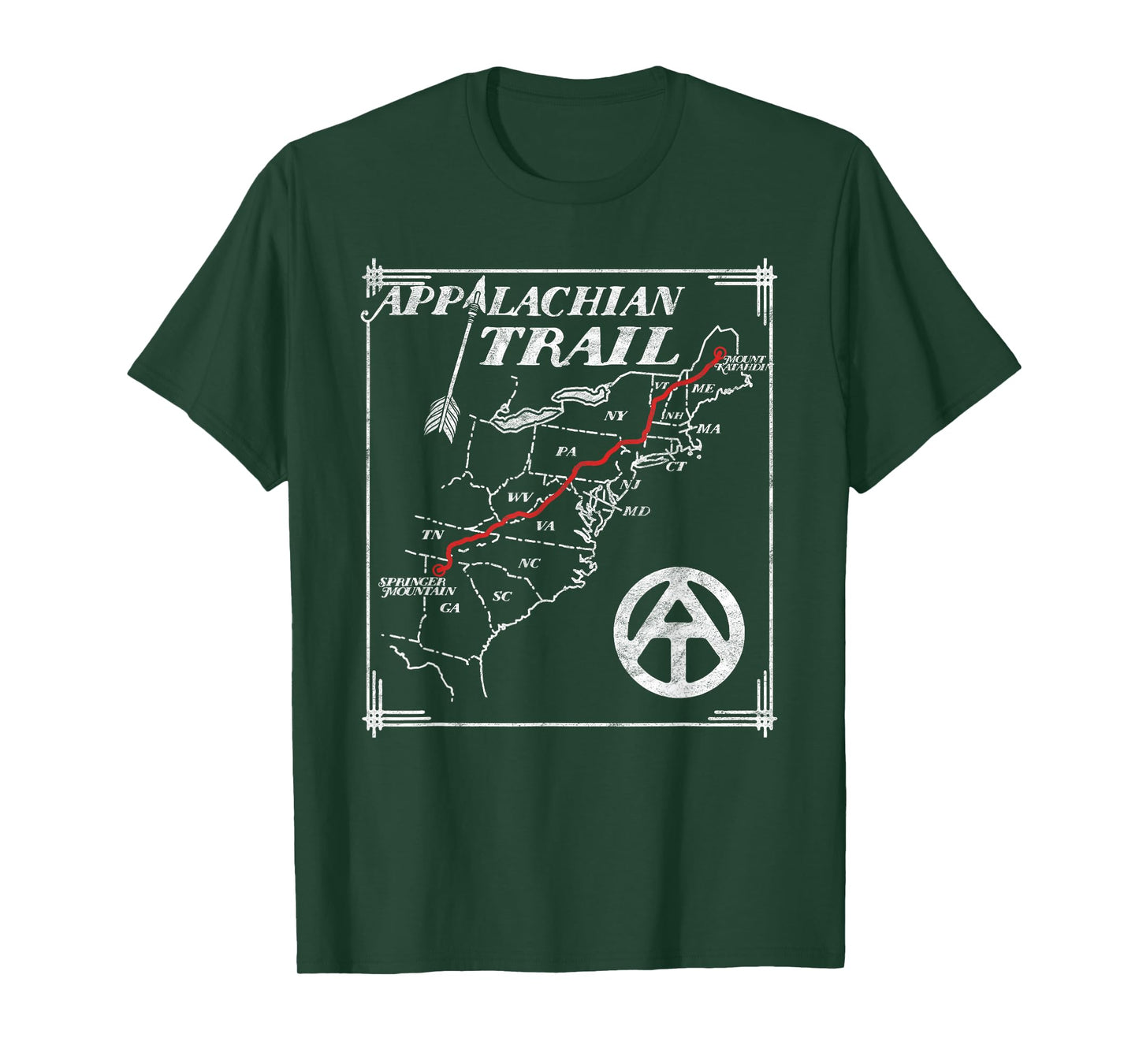 Appalachian Trail Map Retro Vintage States Design T-Shirt