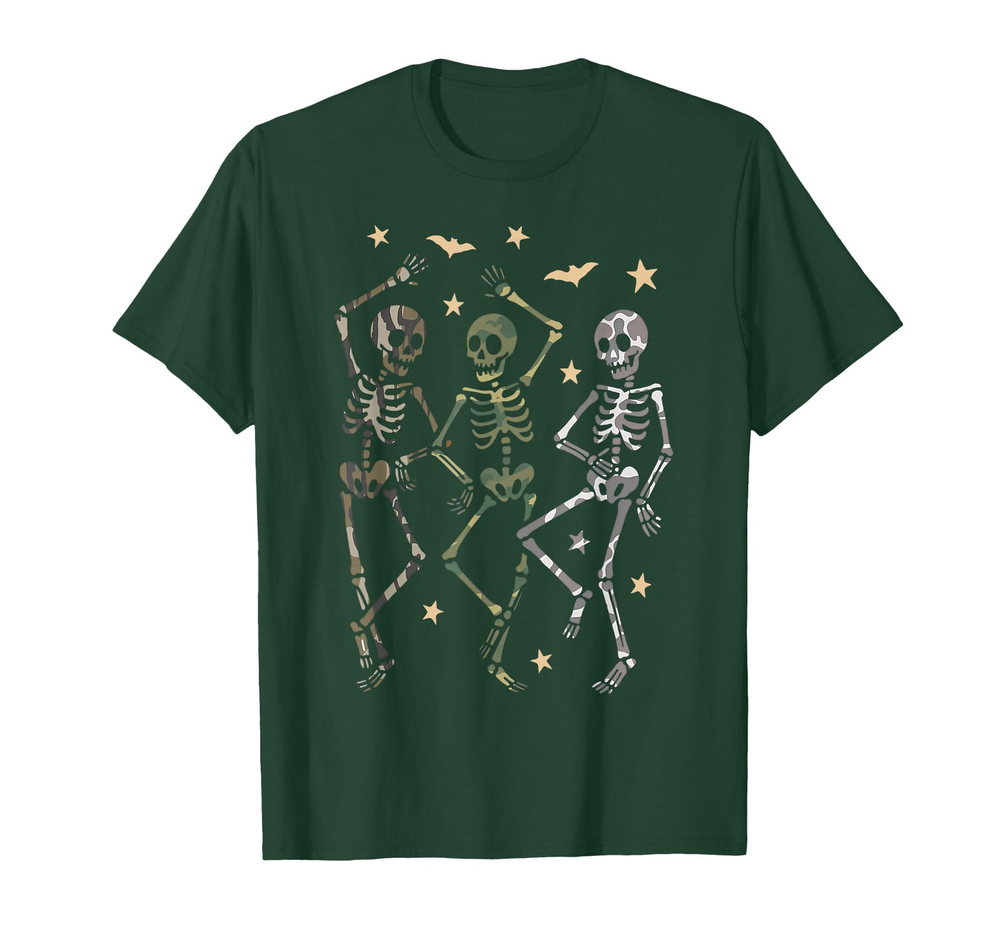 Funny Camouflage Skeleton Dancing Spooky Halloween Costume T-Shirt