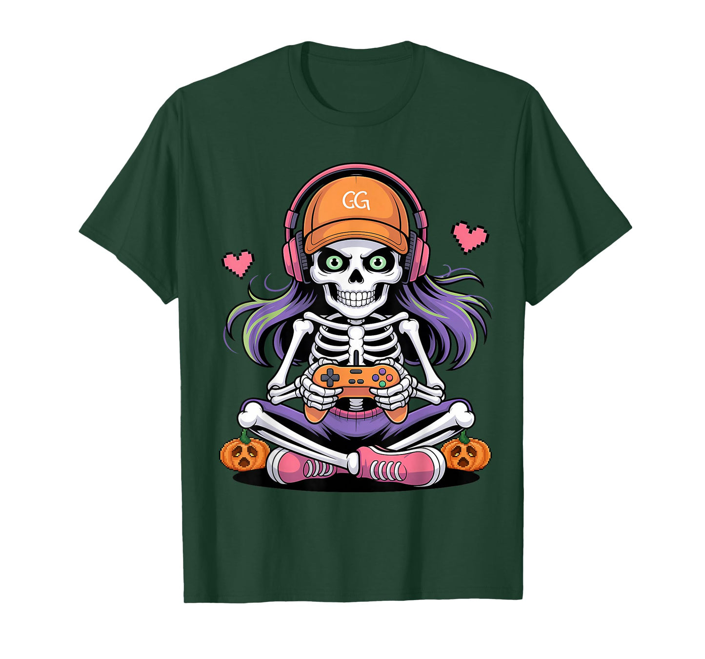 Skeleton Gamer Headphone Funny Halloween Gaming Boys Kids T-Shirt