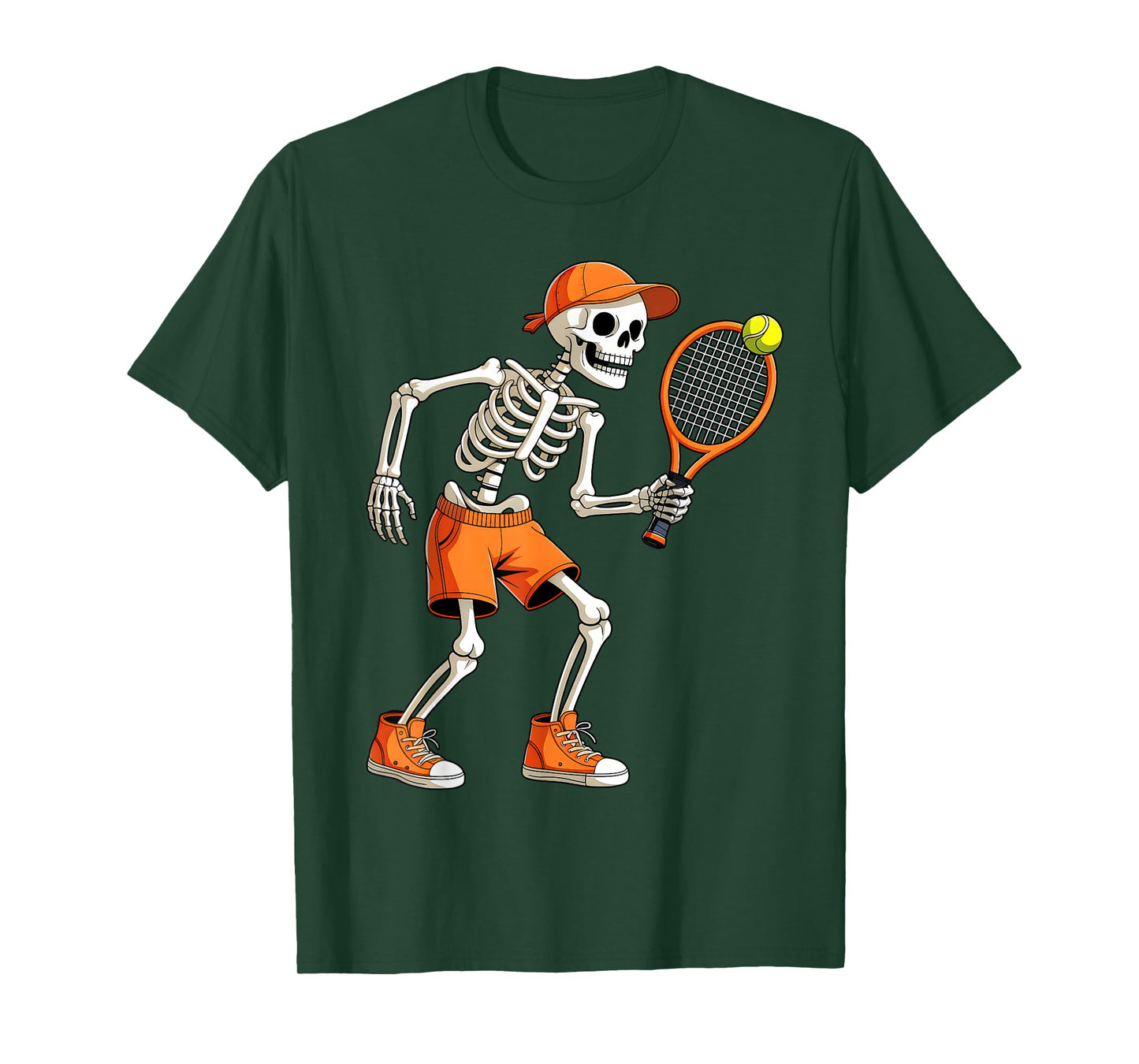 Funny Skeleton Play Tennis Halloween Costume Boys Men Kids T-Shirt