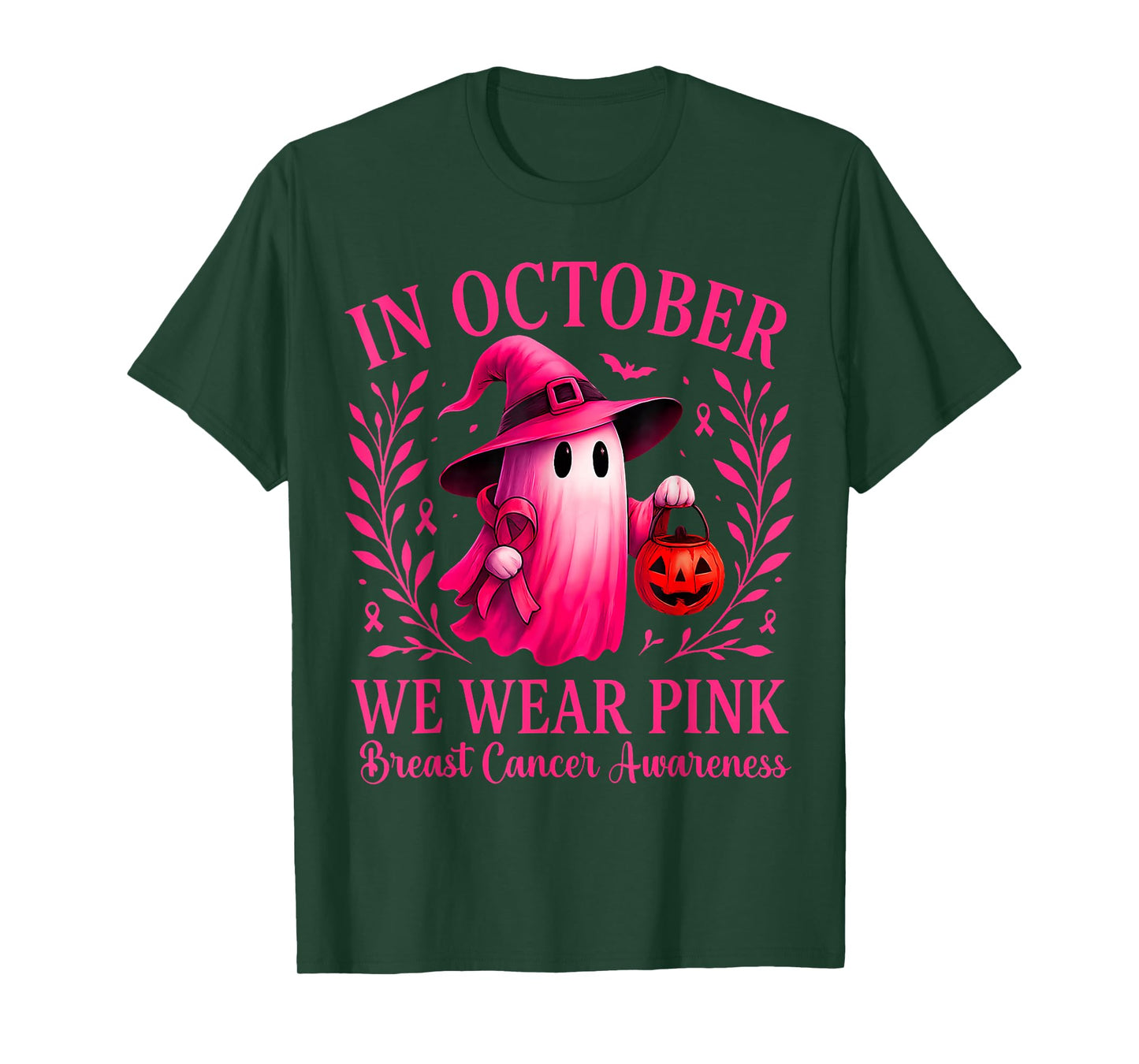 Breast Cancer Women Halloween in October We Wear Pink T-Shirt