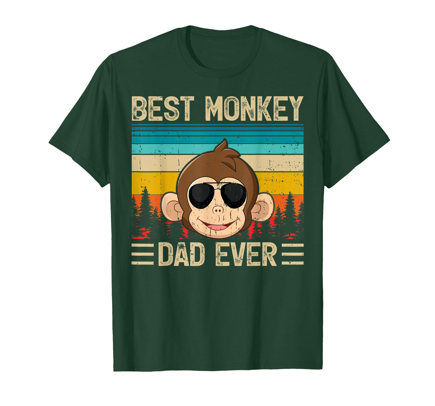 Mens Monkey Vintage Funny Best Monkey Dad Ever Father's Day T-Shirt