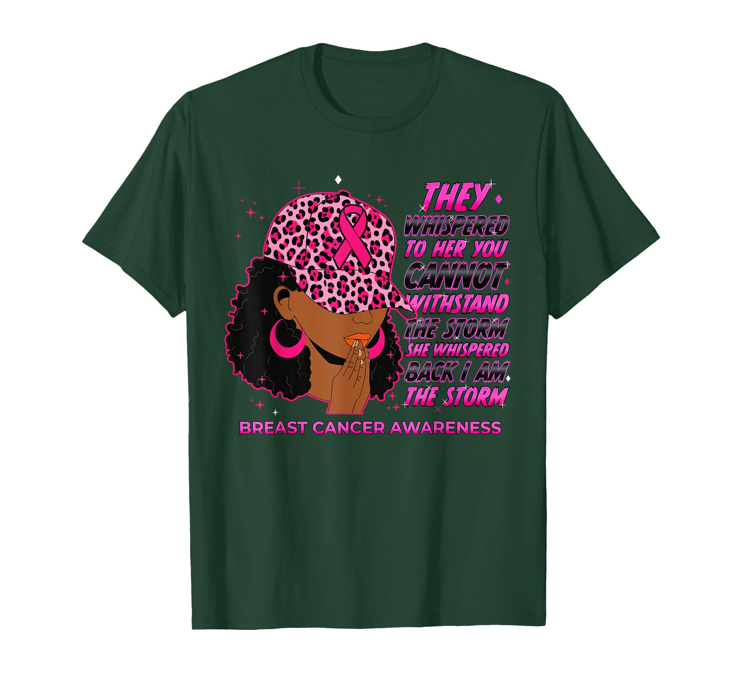 Black Women Afro Christian Breast Cancer in October We Wear T-Shirt