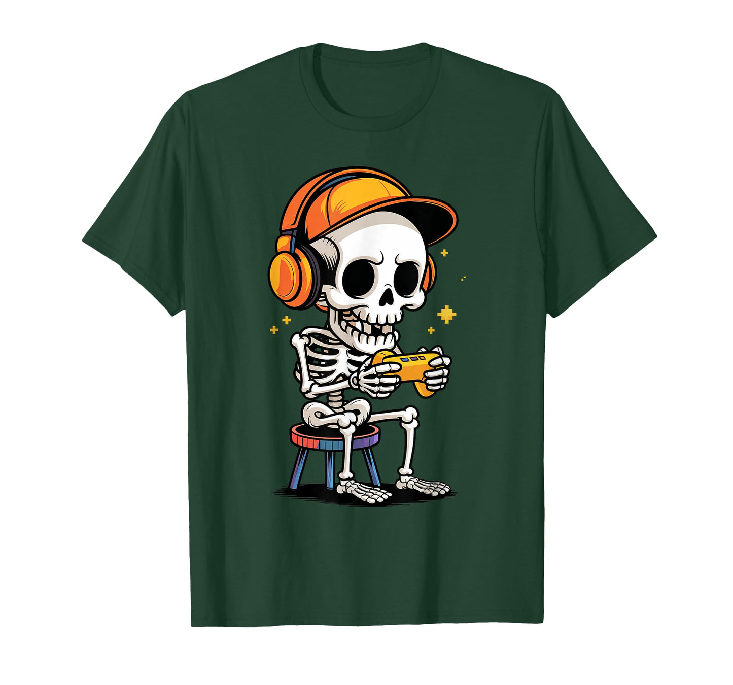 Funny Skeleton Gamer Halloween Playing Video Games Toddler T-Shirt