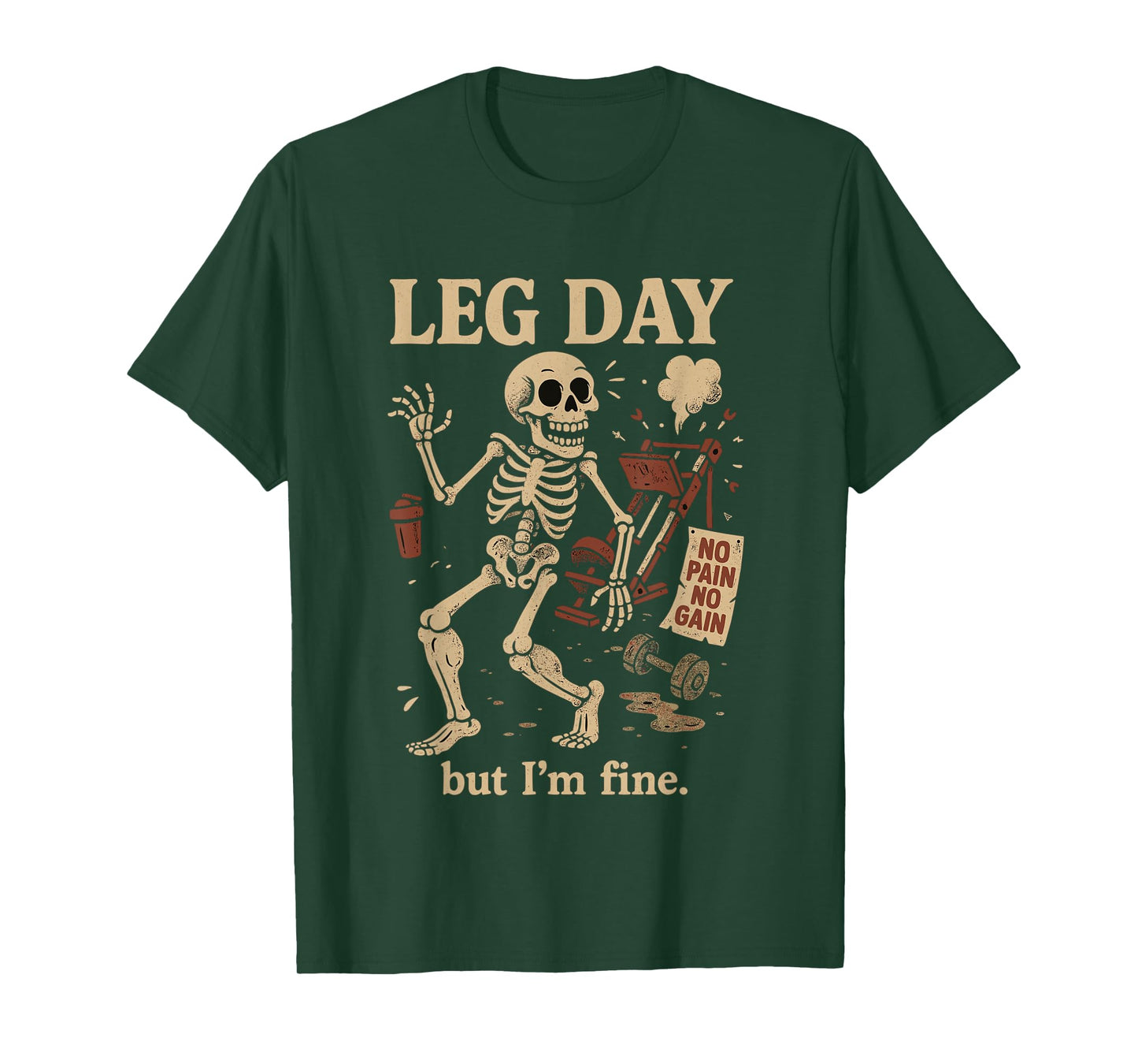 Skeleton Leg Day Workout Design with No Pain, No T-Shirt