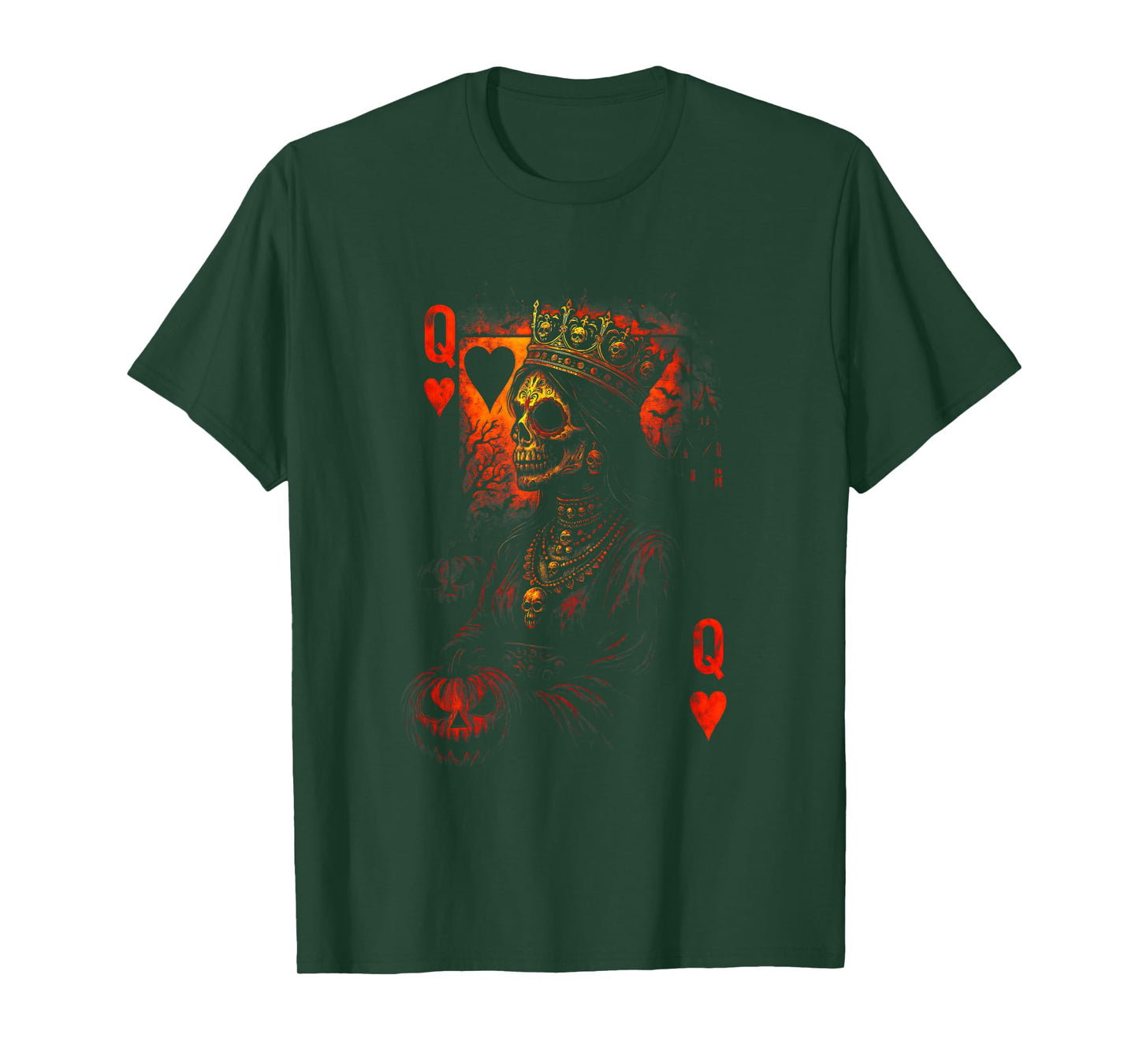 Queen of Hearts Halloween Vintage Crown of Skulls Card Deck T-Shirt