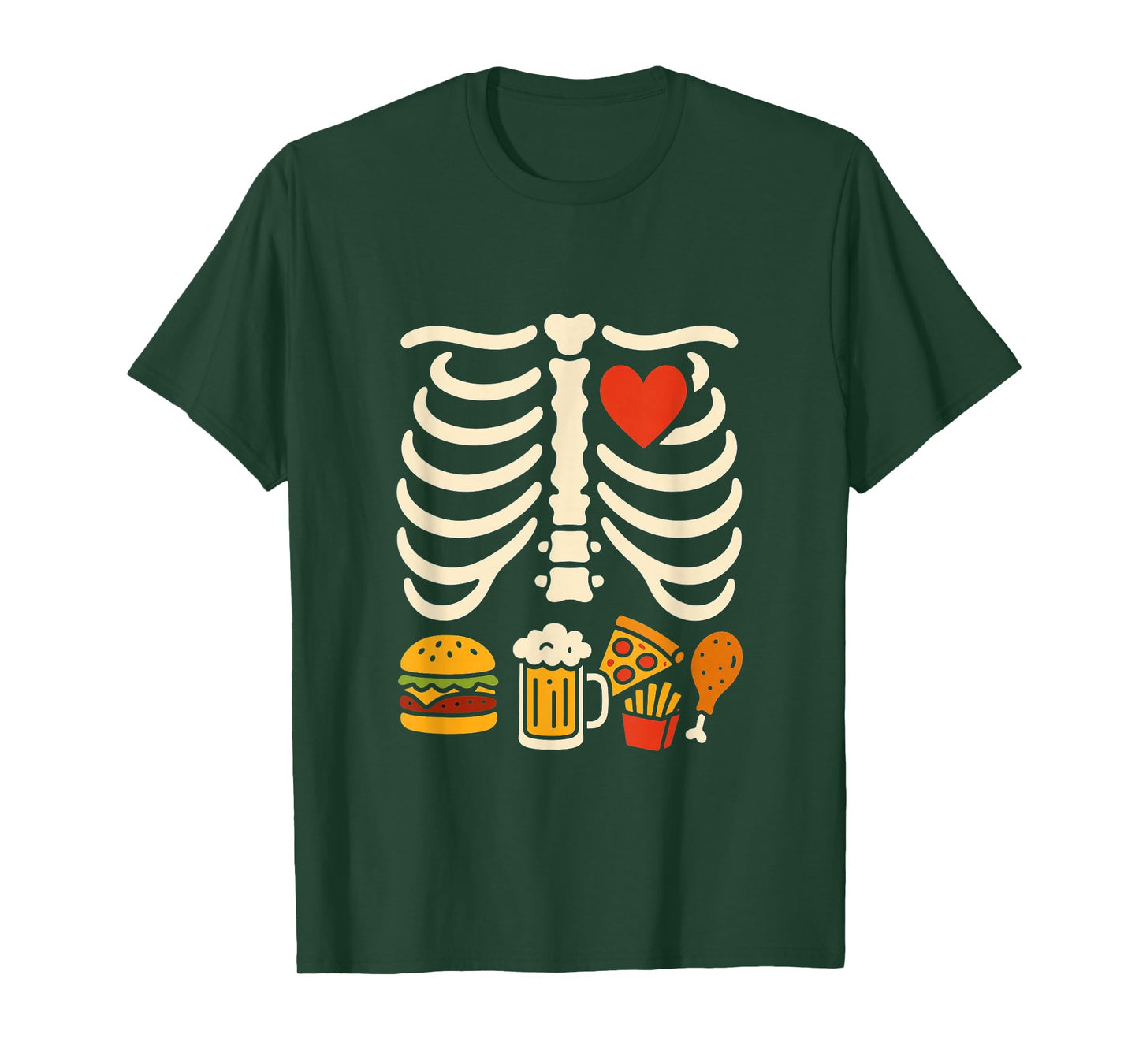 Beer Belly Skeleton Food Pregnancy Funny Halloween Dad T-Shirt