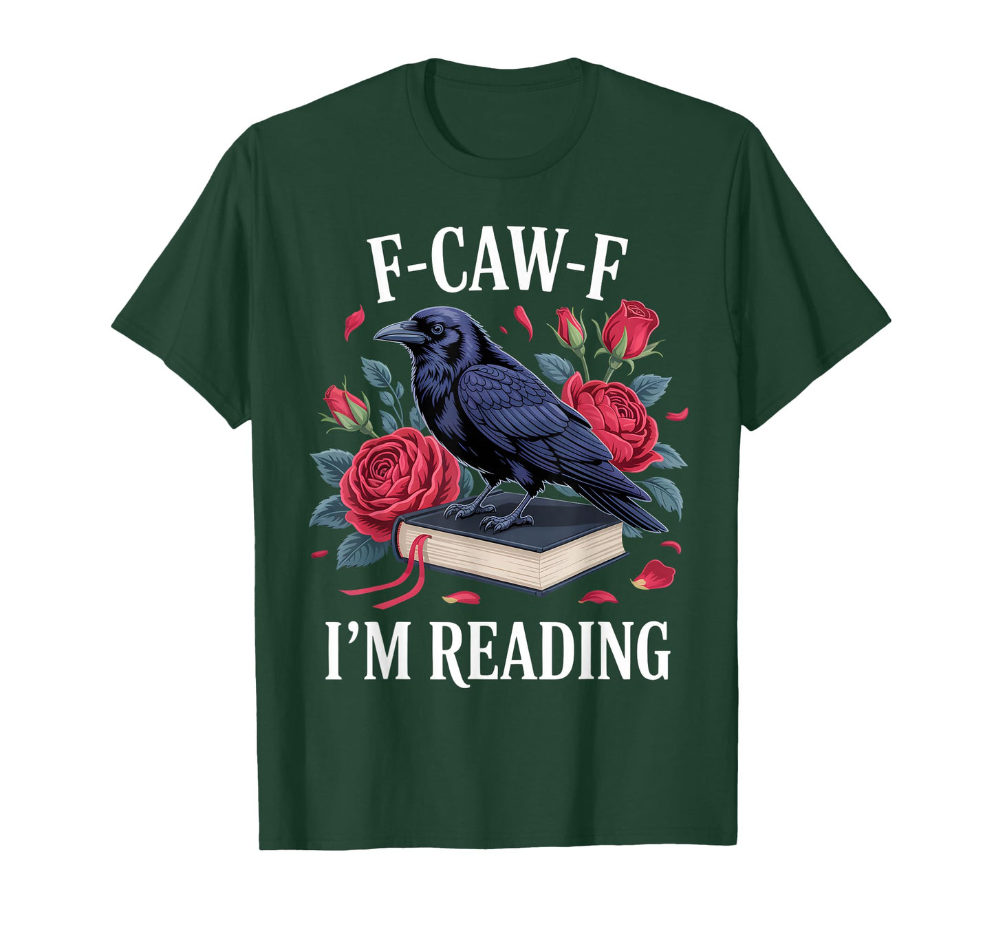 F-Caw-F Reading Gothic Black Bird Rose Book Outfit (2Side) T-Shirt
