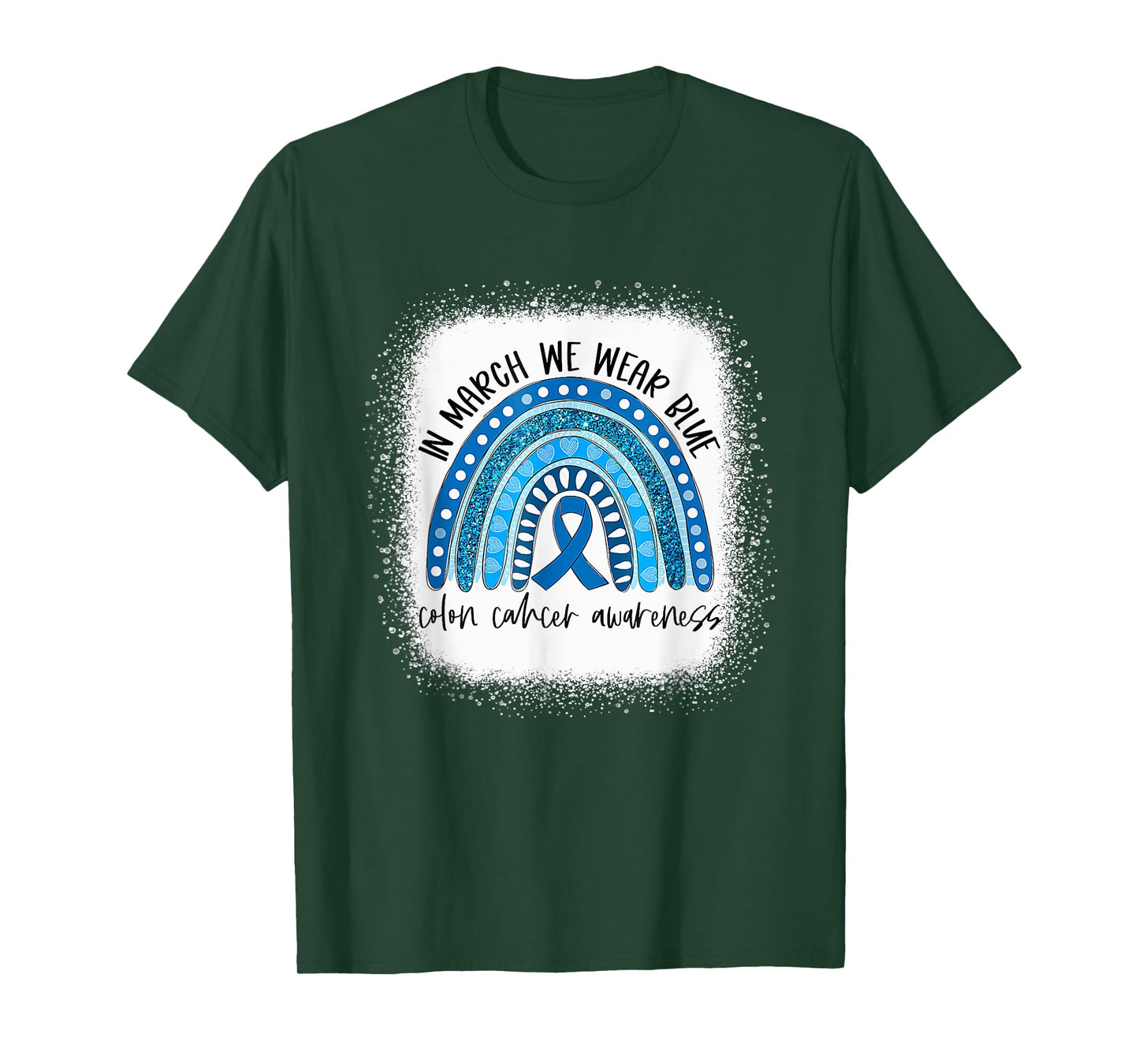 Rainbow In March We Wear Blue Colon Cancer Awareness Month T-Shirt