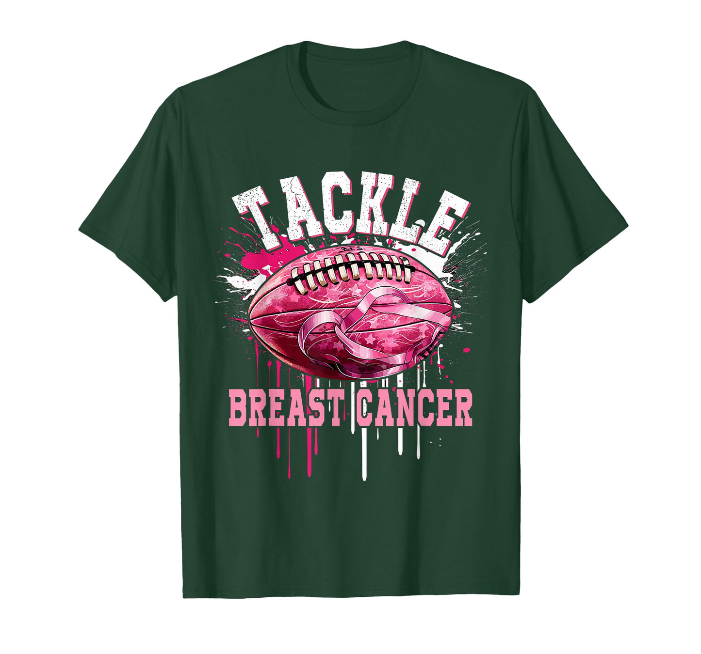 Tackle Football Pink Ribbon Breast Cancer Awareness Boys Kid T-Shirt