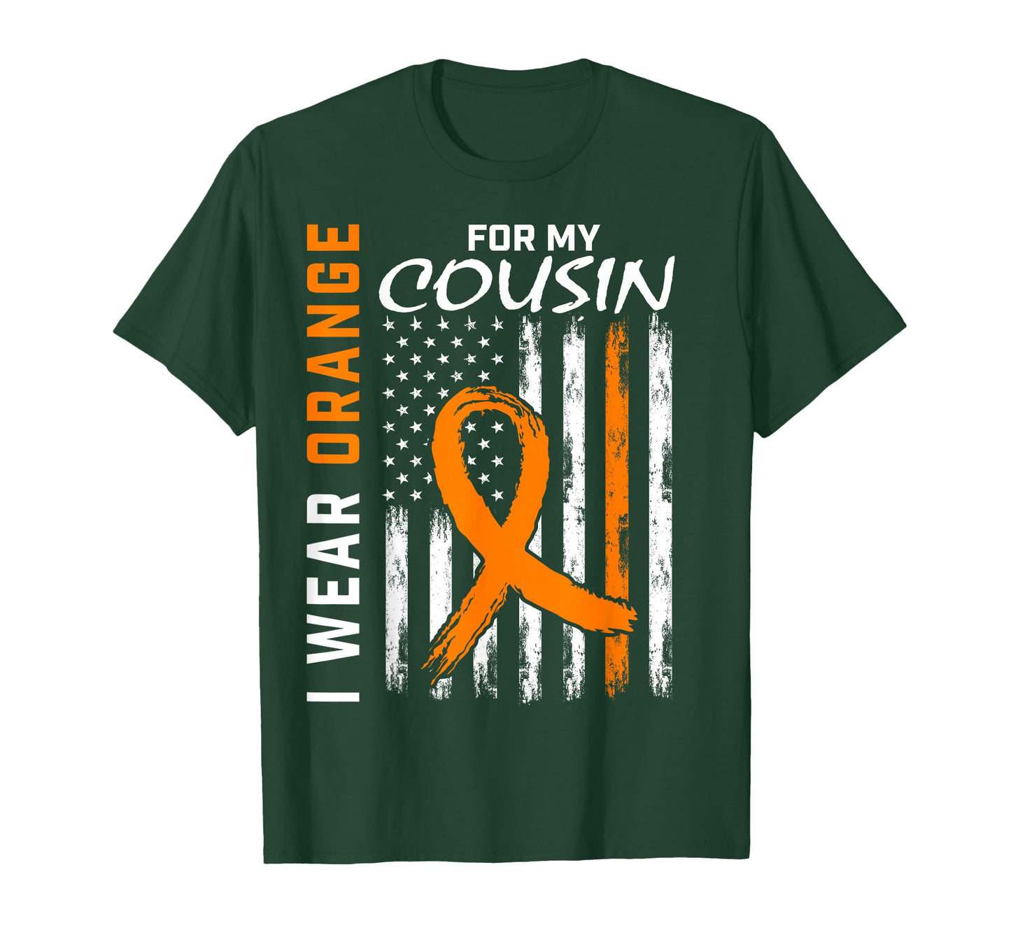 I Wear Orange For My Cousin Leukemia Awareness Flag Graphic T-Shirt