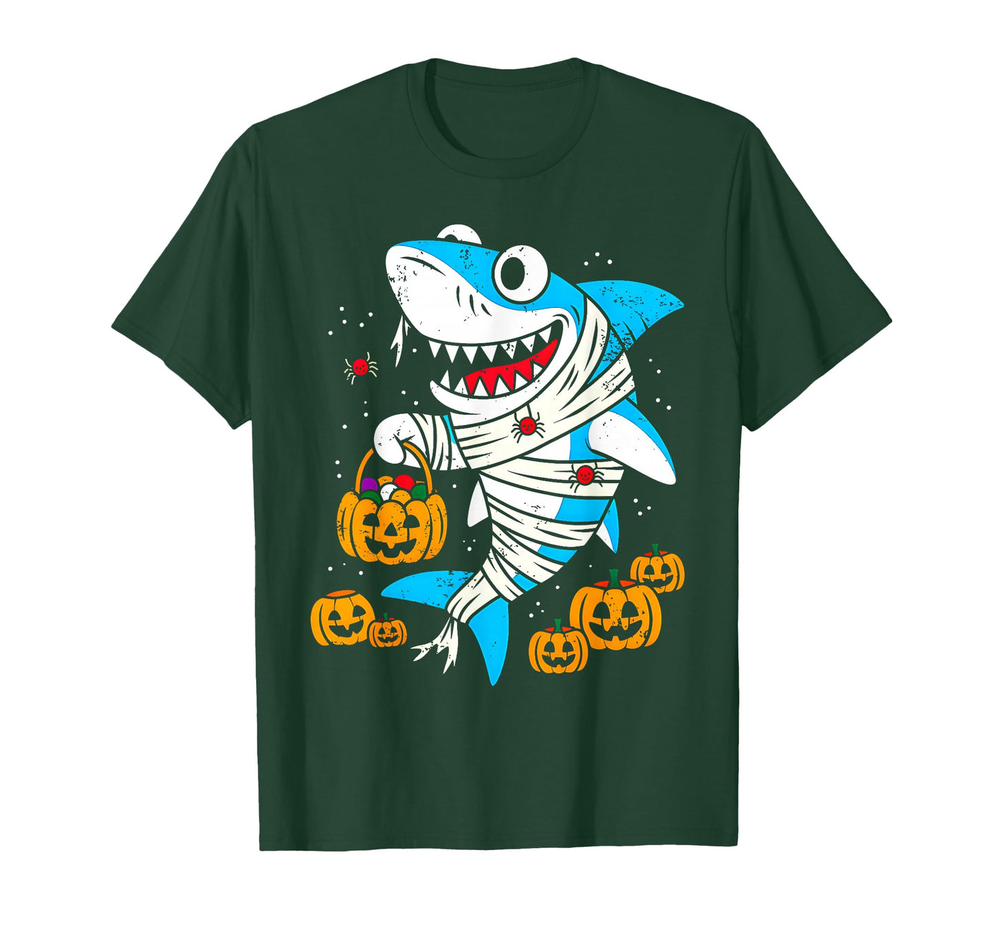 Mom Mummy Shark Pumpkin Spider Treats Funny Fish Halloween T-Shirt