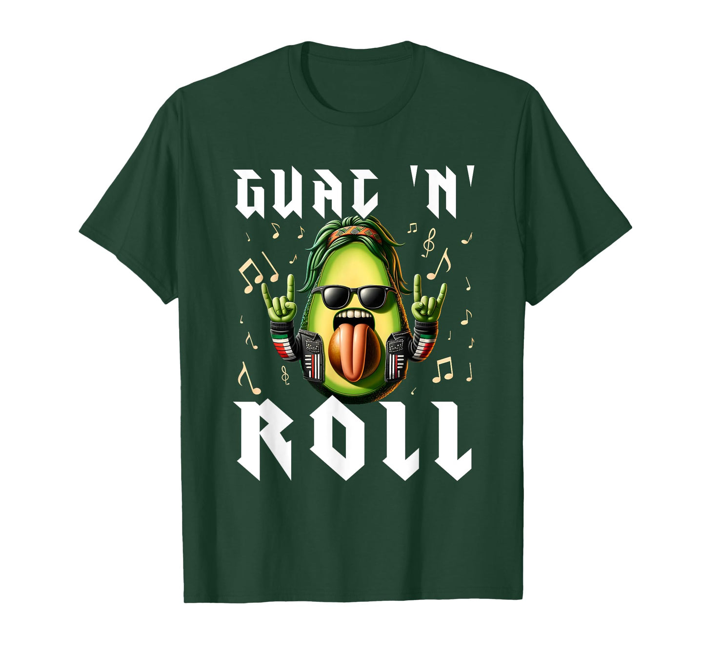 Guac 'N' Roll Rocker Cinco de Mayo Vegan Guacamole Avocado T-Shirt