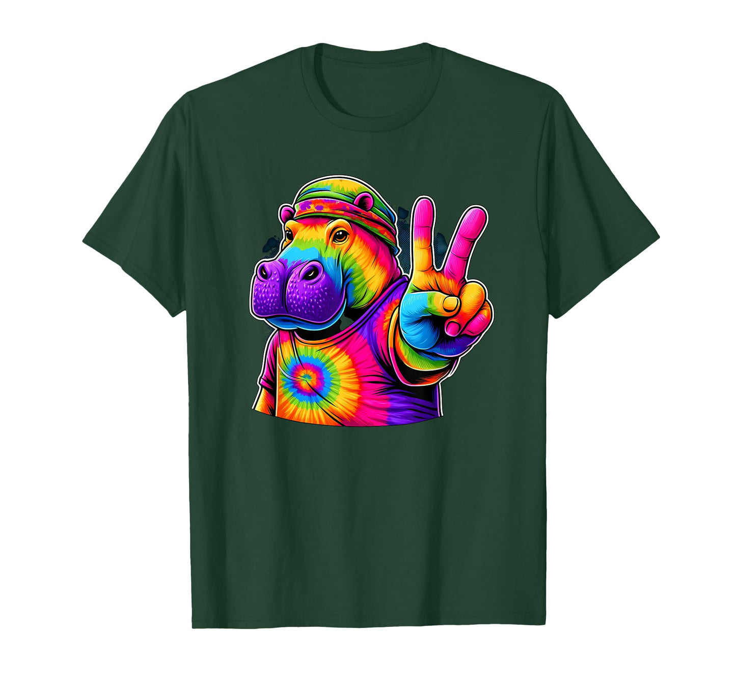 Peace Sign Tie Dye Hippo T-Shirt