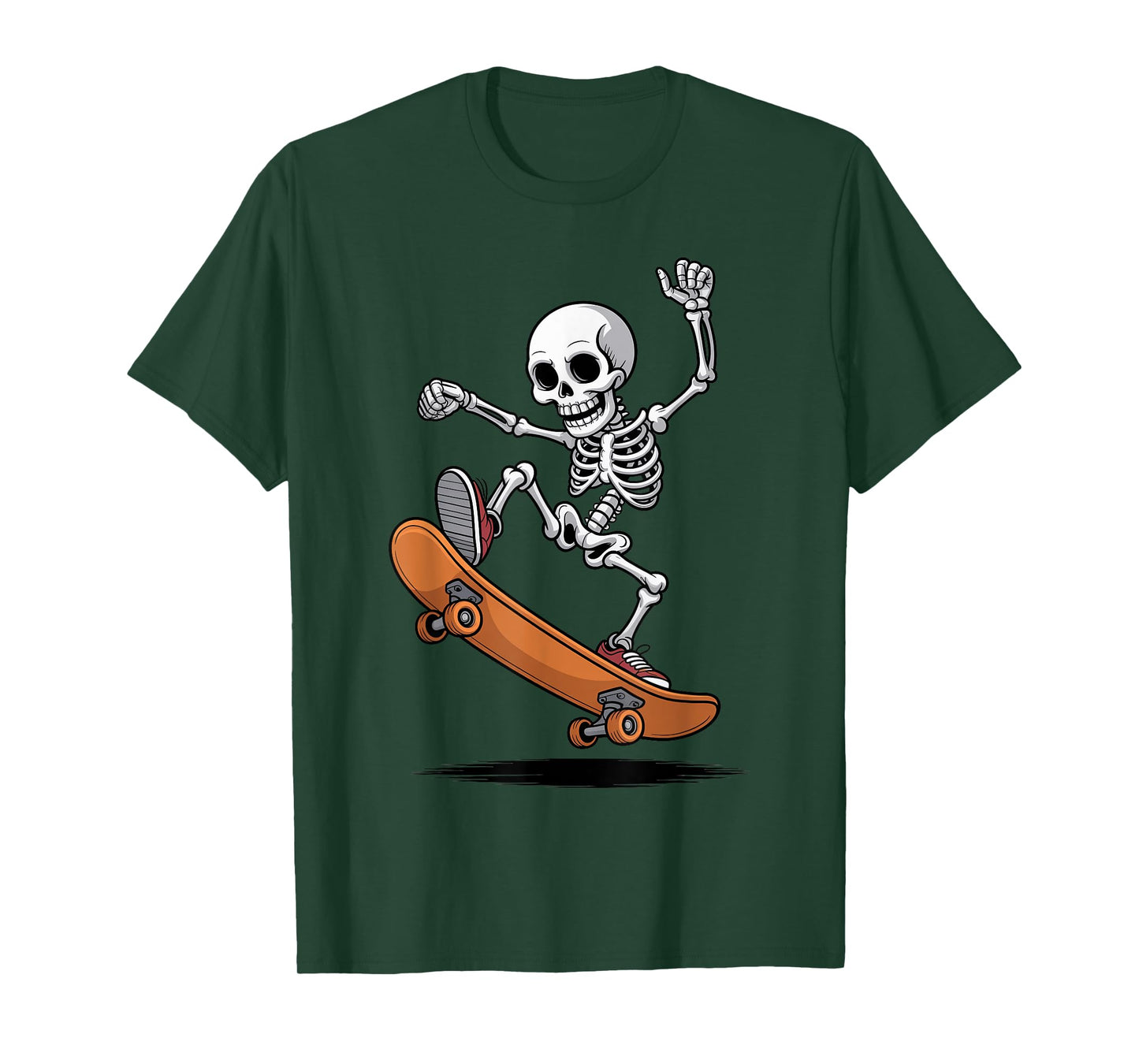 Skeleton Skateboarding Kids Halloween Costume Trick or Treat T-Shirt