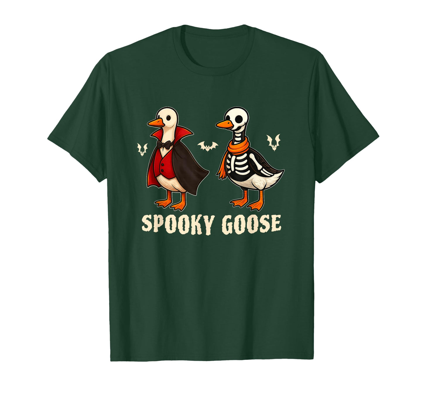 Silly Spooky Goose Halloween Funny Goose Skeleton Vampire T-Shirt