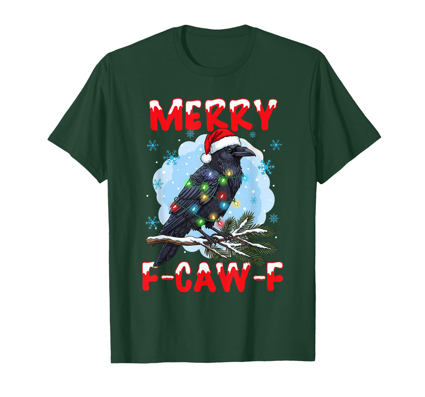 Merry F-CAW-F Crow Raven Christmas Dark Bird Crow Meme Xmas T-Shirt