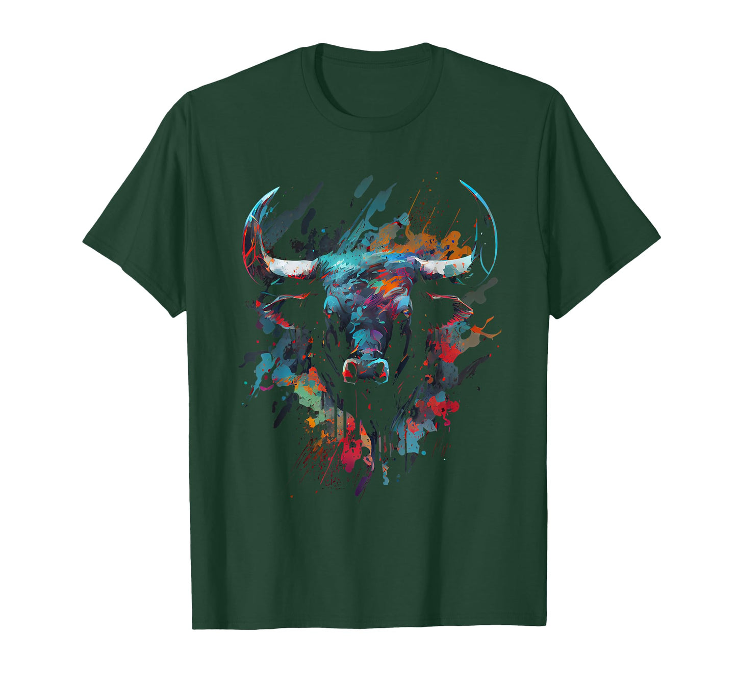 Bull Colorful Bull Riding Meat Favorite Animal Bull Fan T-Shirt