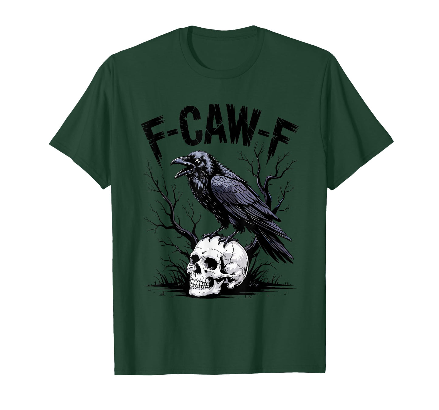 Black Crow F-Caw-F Funny Black Bird Moon Gothic Adult Humor T-Shirt
